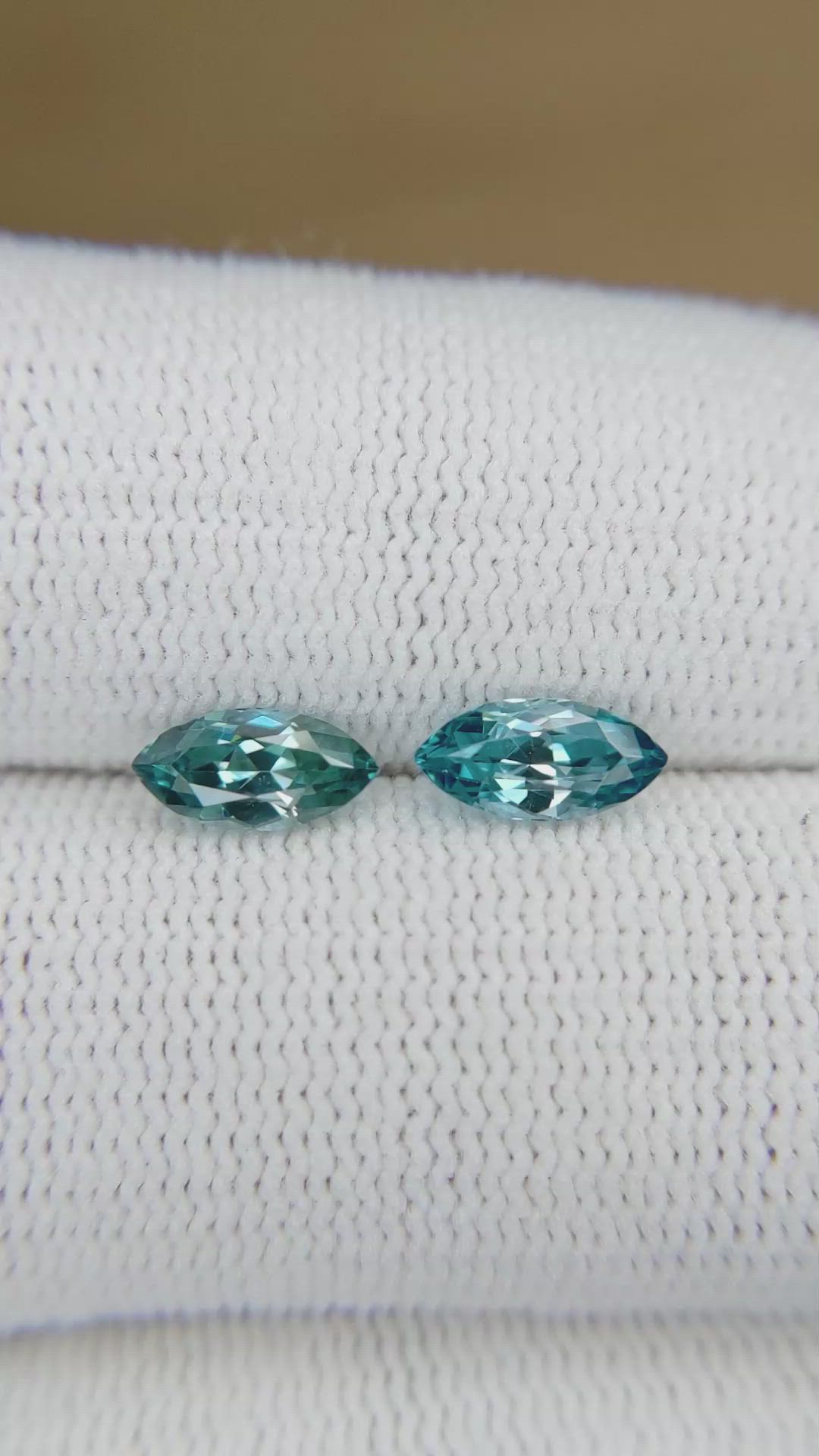 1.89&nbsp;Ct.Tw.Total Carat Weight Blue Zircon Pair from Cambodia Size Video