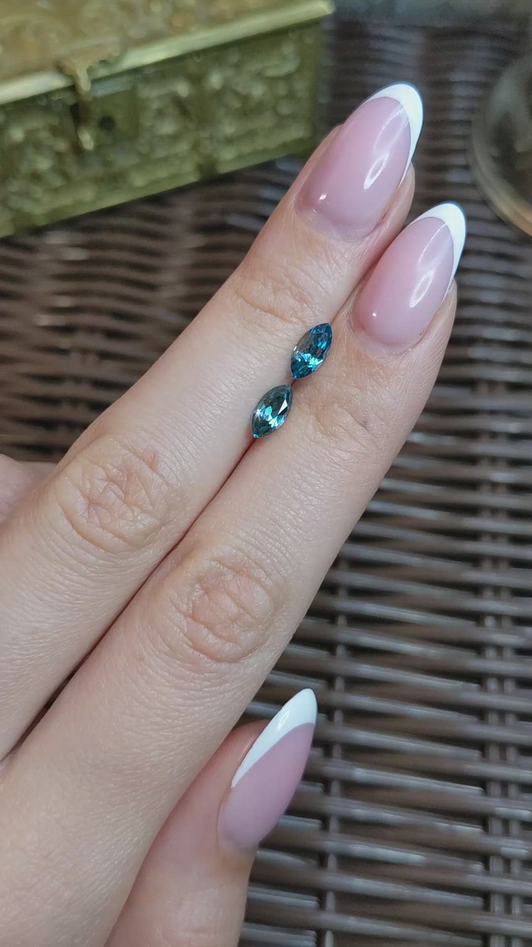 1.89&nbsp;Ct.Tw.Total Carat Weight Blue Zircon Pair from Cambodia Size Video