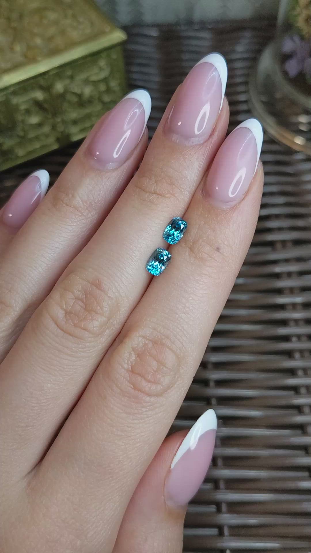 1.93&nbsp;Ct.Tw.Total Carat Weight Blue Zircon Pair from Cambodia Size Video