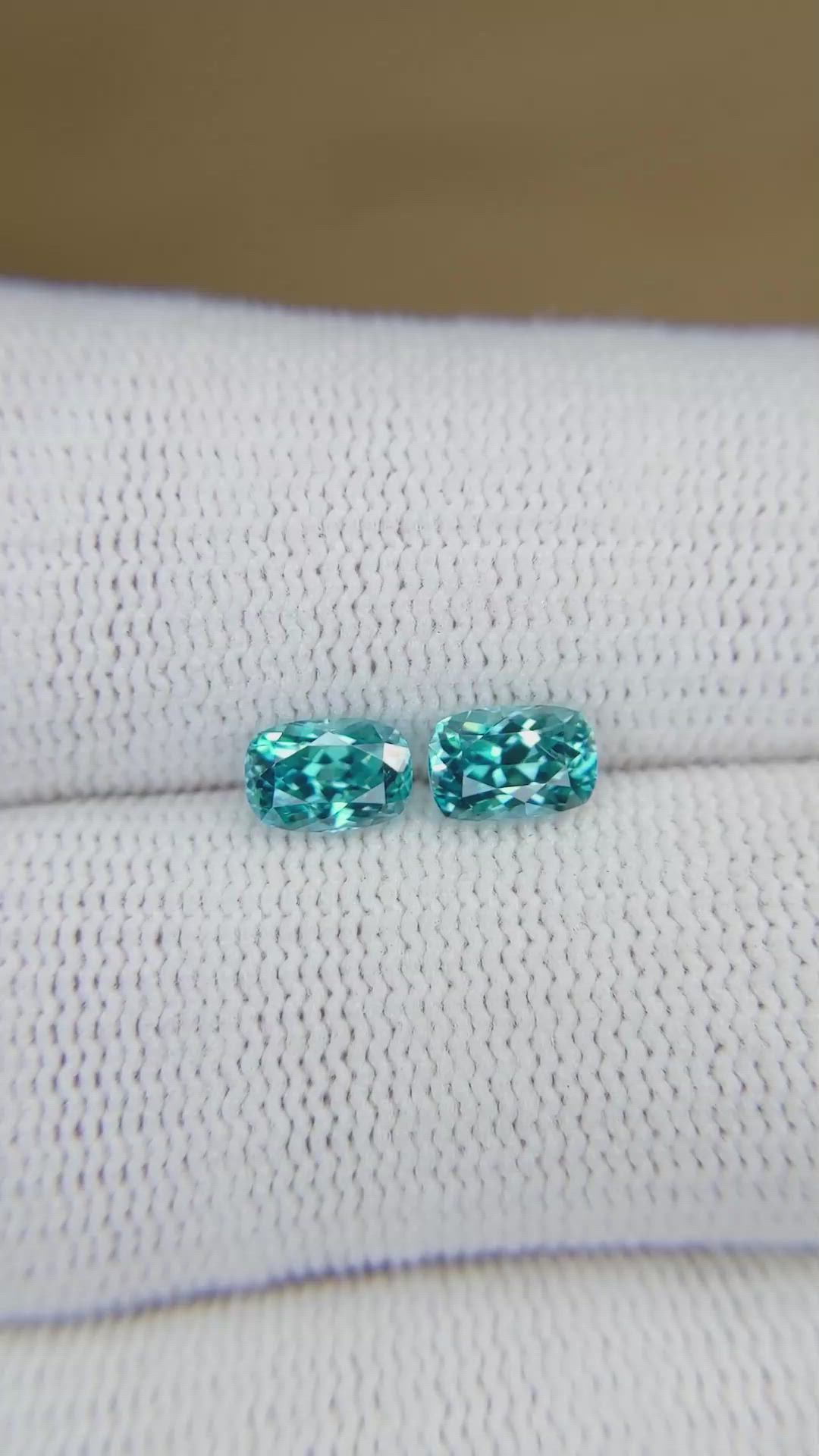 1.93&nbsp;Ct.Tw.Total Carat Weight Blue Zircon Pair from Cambodia Size Video