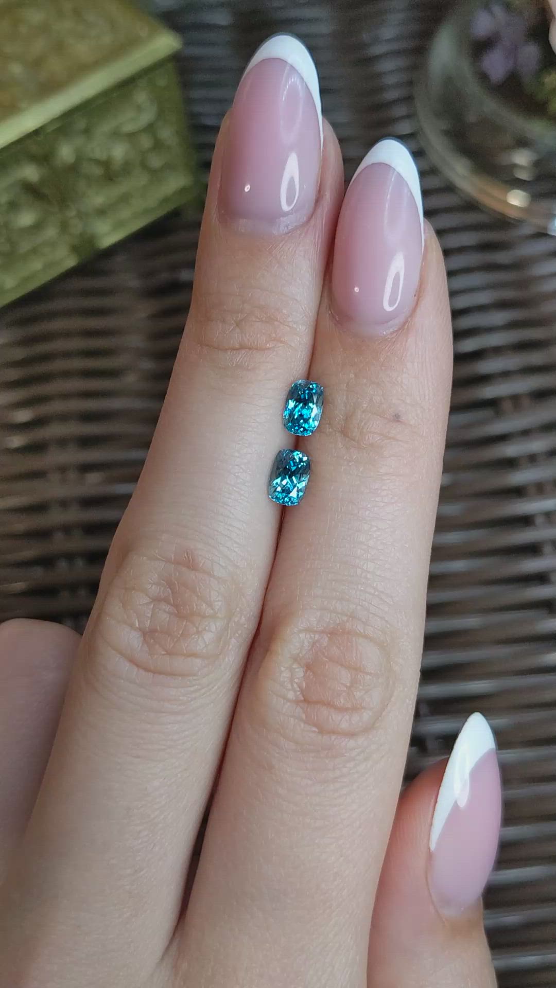 1.93&nbsp;Ct.Tw.Total Carat Weight Blue Zircon Pair from Cambodia Size Video