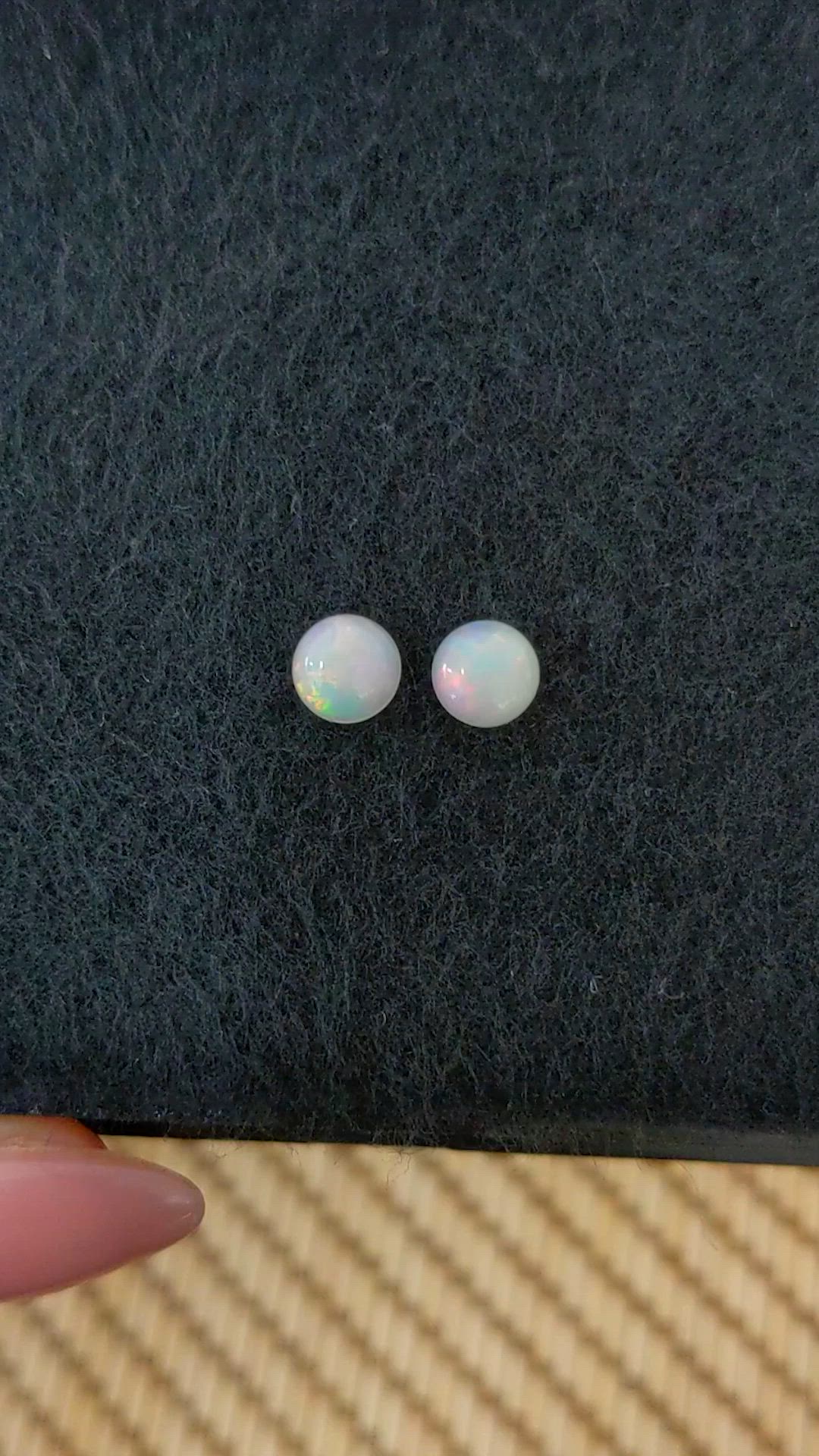 0.88&nbsp;Ct.Tw.Total Carat Weight Multi Color Cabochon Opal Pair from Australia Size Video