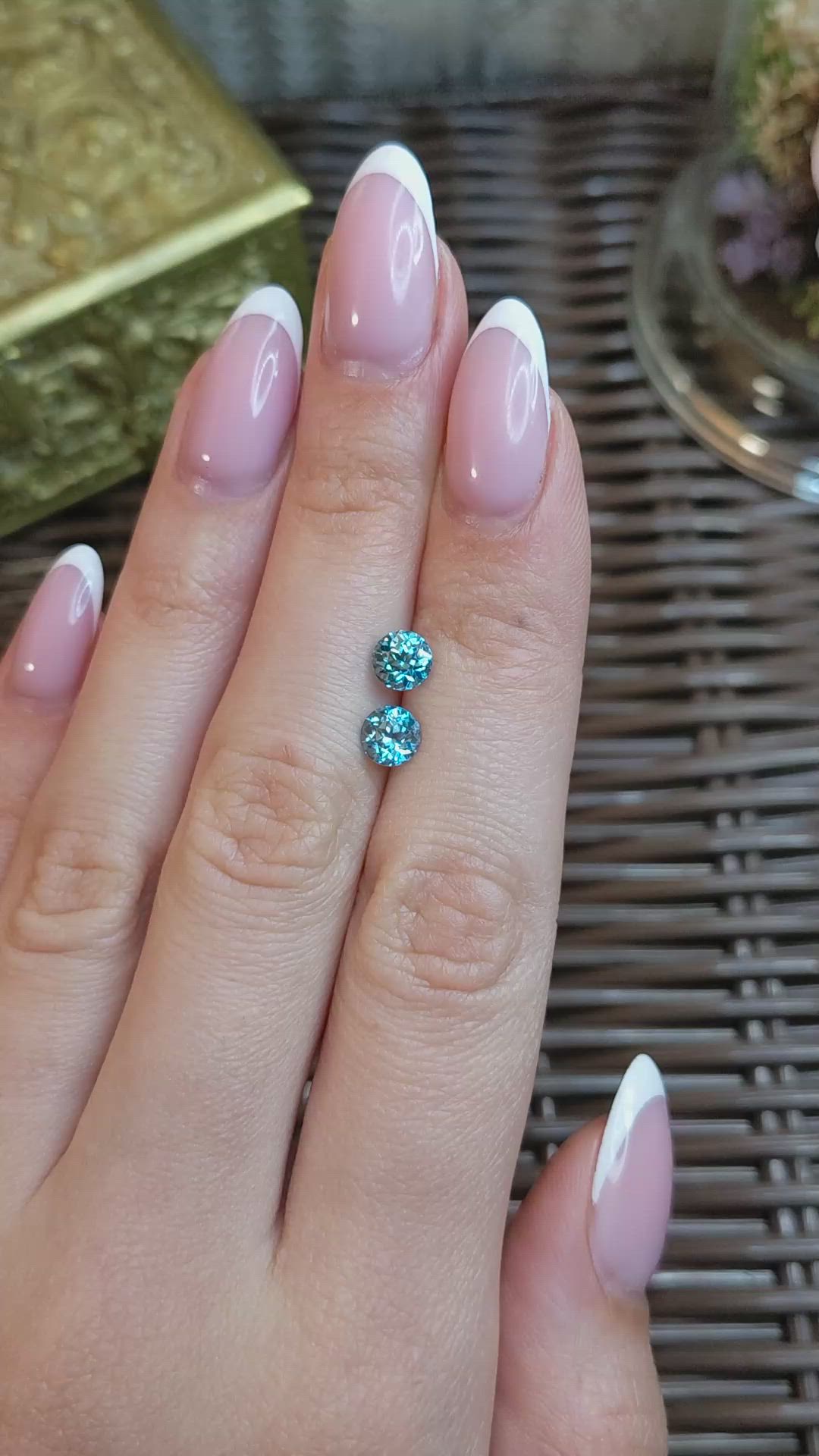 2.43 Ct.Tw.Total Carat Weight Greenish Blue Zircon Pair from Cambodia Size Video