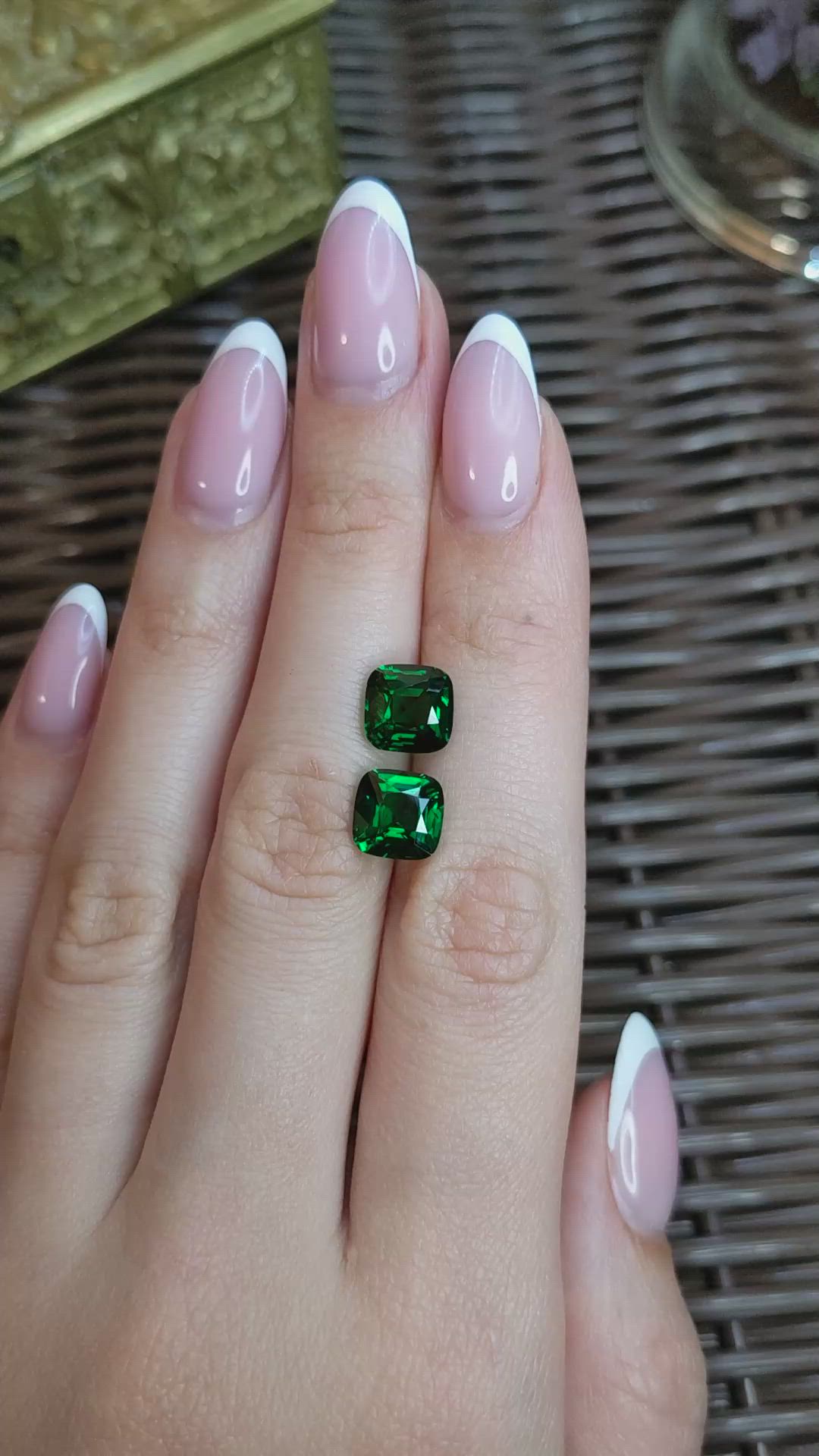 6.11&nbsp;Ct.Tw.Total Carat Weight Tsavorite Garnet Pair from Madagascar Size Video