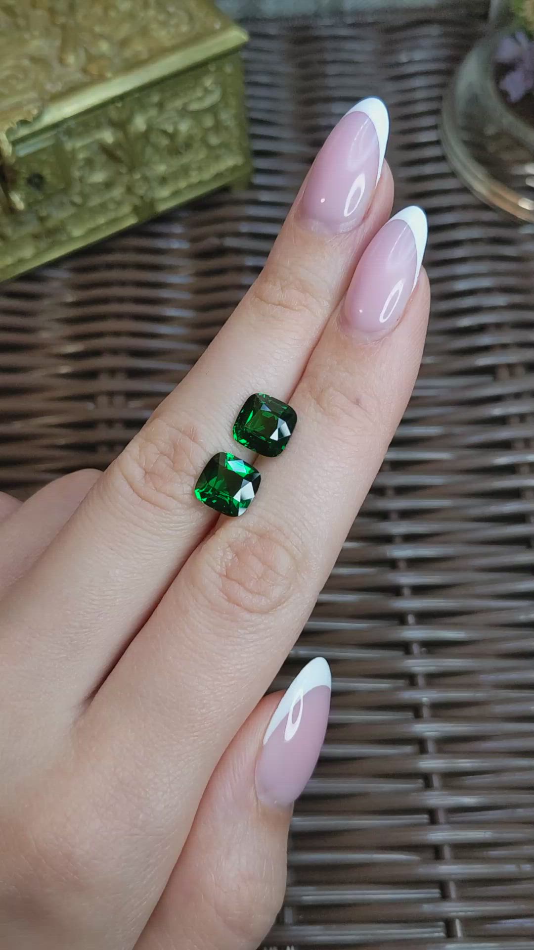 6.11&nbsp;Ct.Tw.Total Carat Weight Tsavorite Garnet Pair from Madagascar Size Video