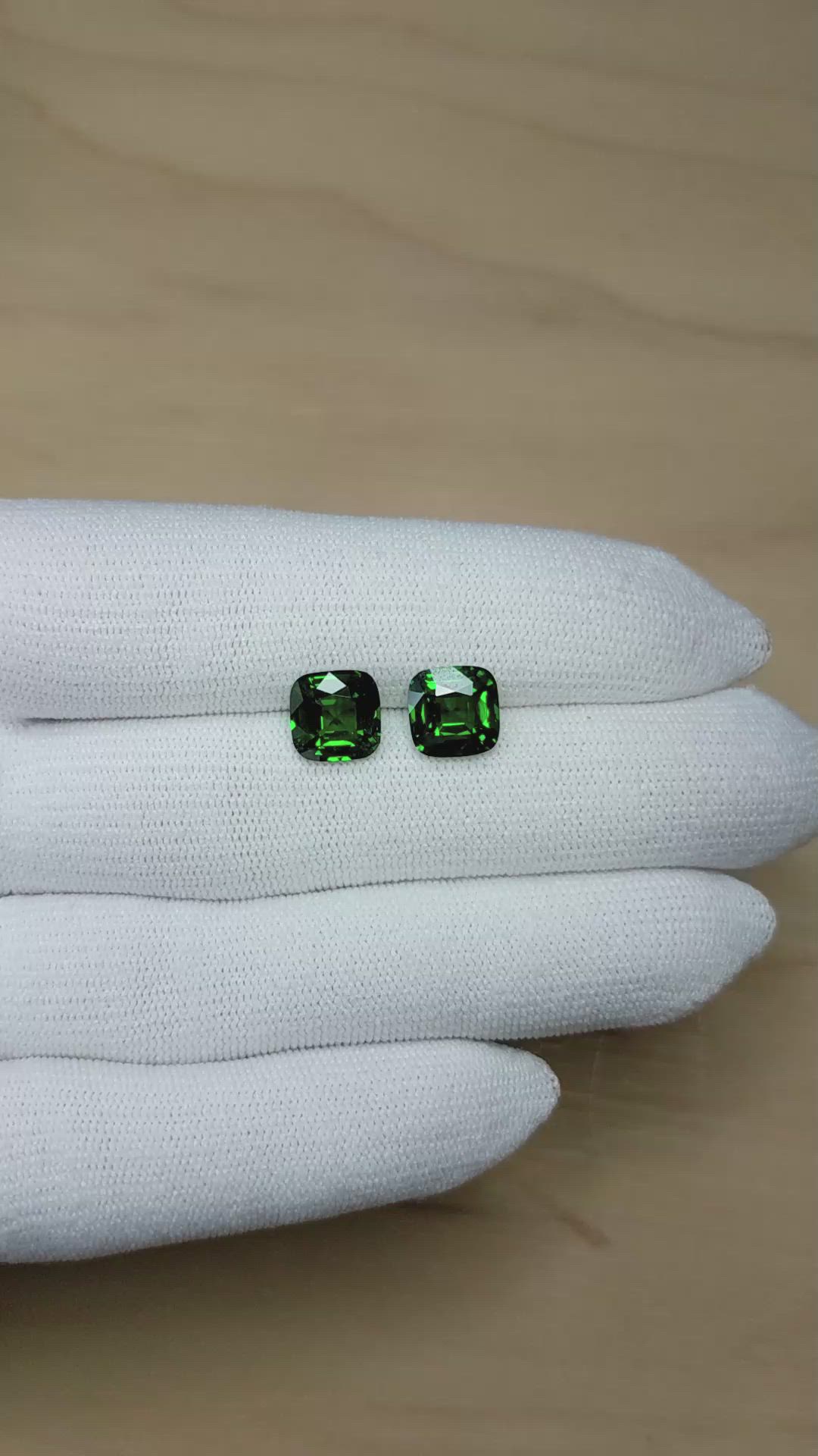6.11&nbsp;Ct.Tw.Total Carat Weight Tsavorite Garnet Pair from Madagascar Size Video