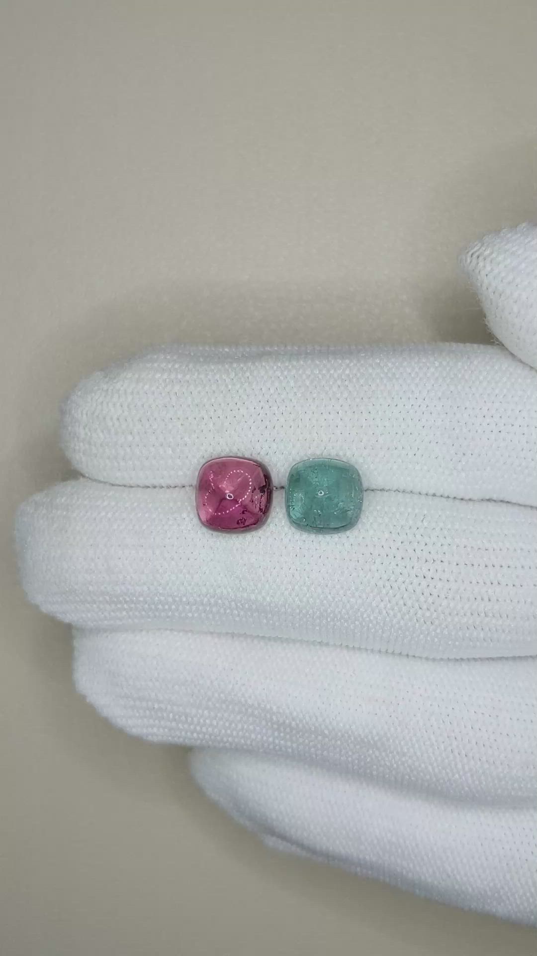 5.72&nbsp;Ct.Tw.Total Carat Weight Pinkish Purple Cabochon Tourmaline Pair from Afghanistan Size Video