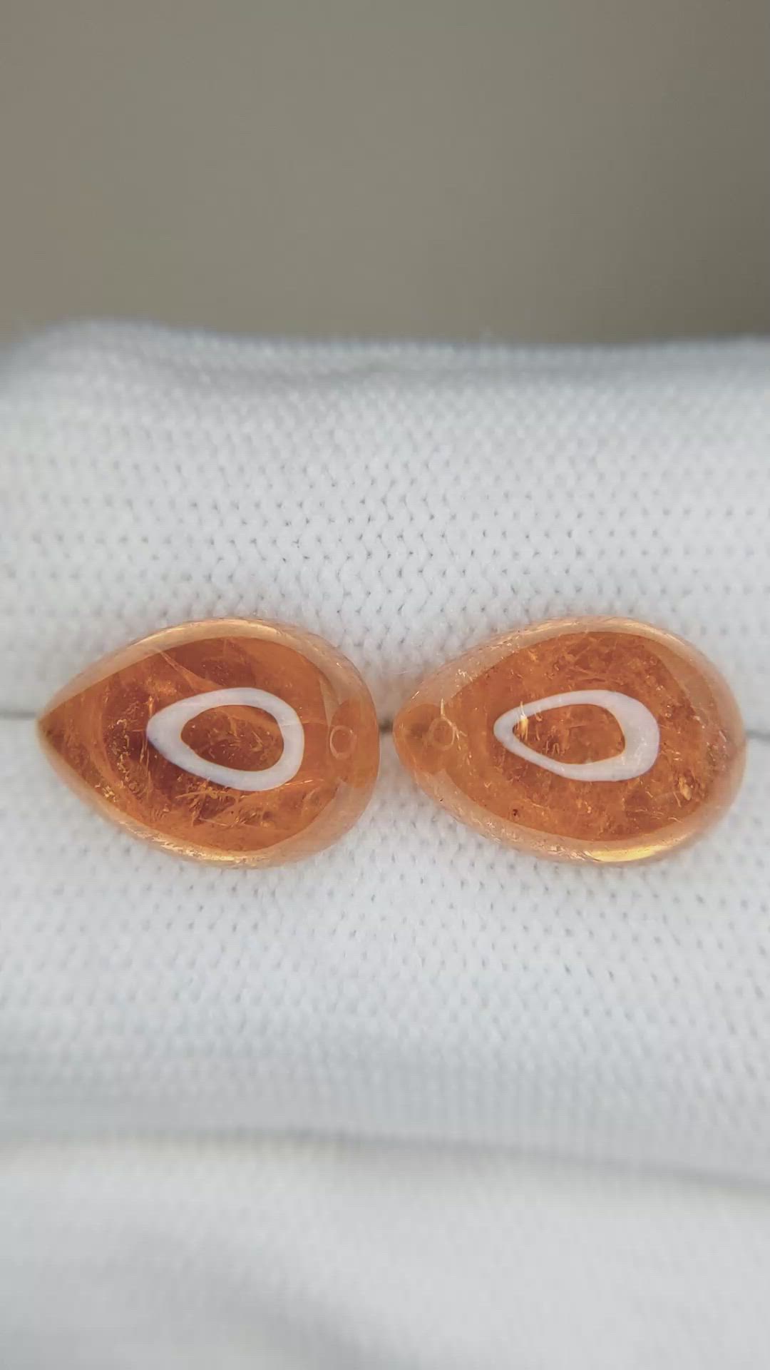 16.56 Ct.Tw.Total Carat Weight Orange Cabochon Spessartite Garnet Pair from Nigeria Size Video