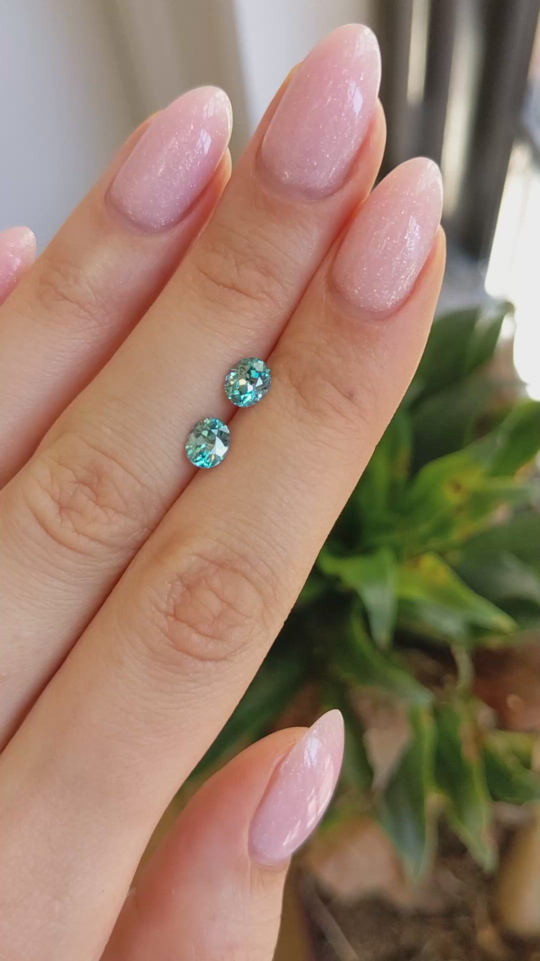 2.19&nbsp;Ct.Tw.Total Carat Weight Blue Zircon Pair from Cambodia Size Video