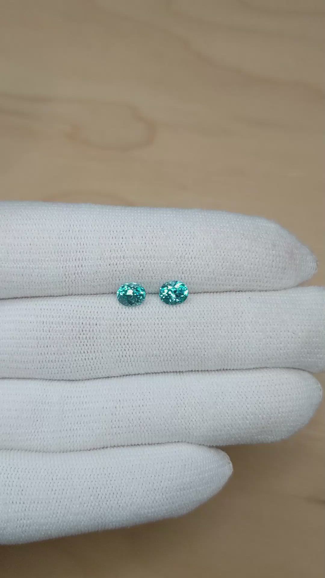 2.19&nbsp;Ct.Tw.Total Carat Weight Blue Zircon Pair from Cambodia Size Video