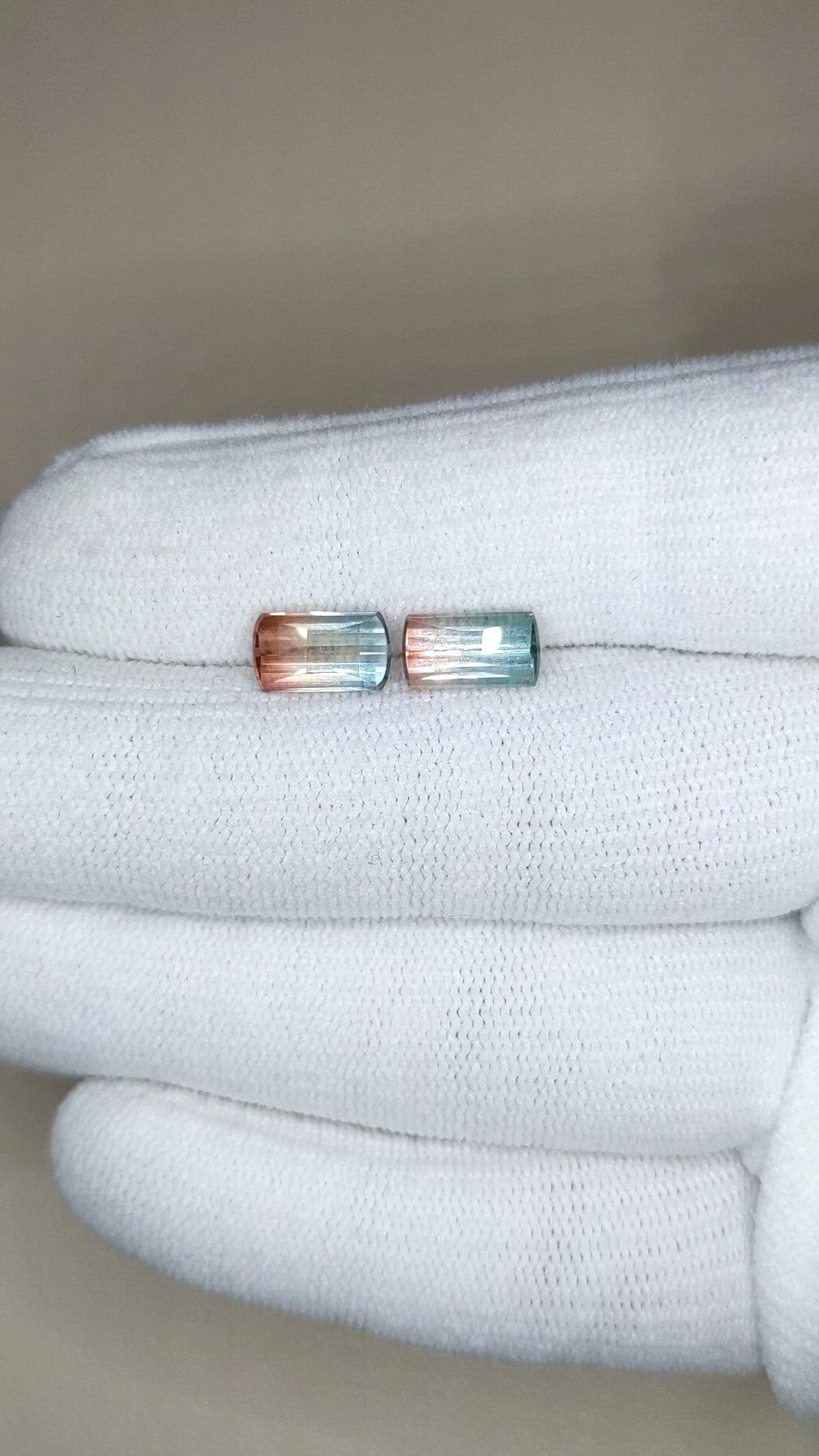 3.51&nbsp;Ct.Tw.Total Carat Weight Watermelon Tourmaline Pair from Brazil Size Video