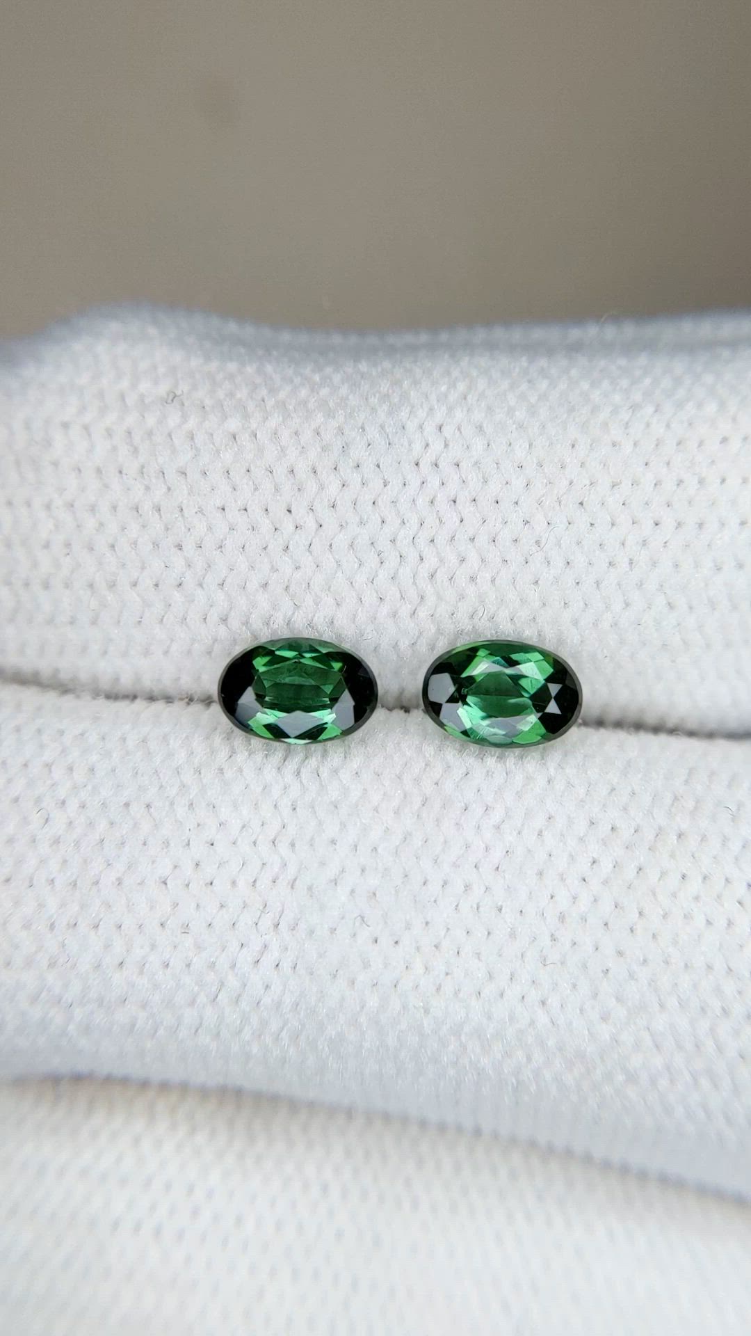 1.13 Ct.Tw.Total Carat Weight Green Tourmaline Pair from Brazil Size Video