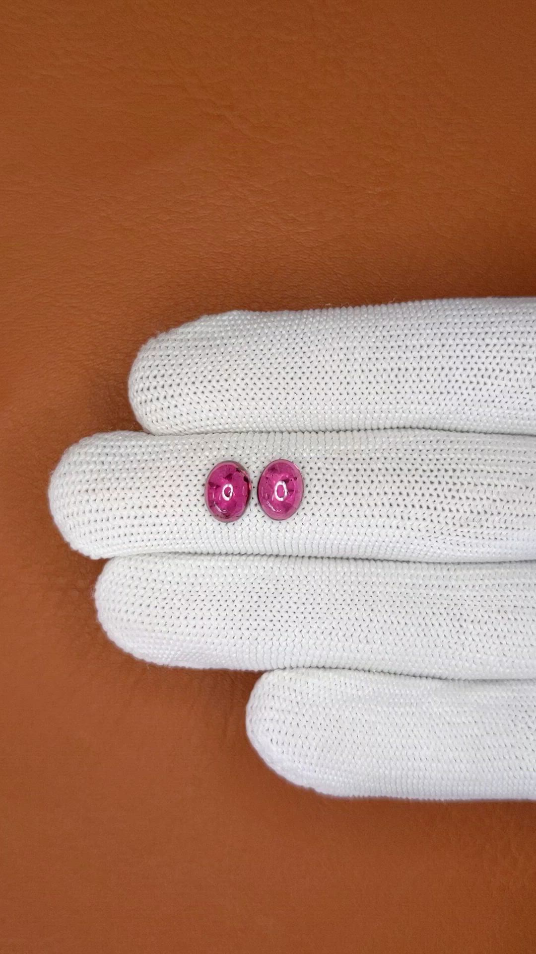3.76 Ct.Tw.Total Carat Weight Purple Cabochon Rhodolite Garnet Pair from Ceylon (Sri Lanka) Size Video