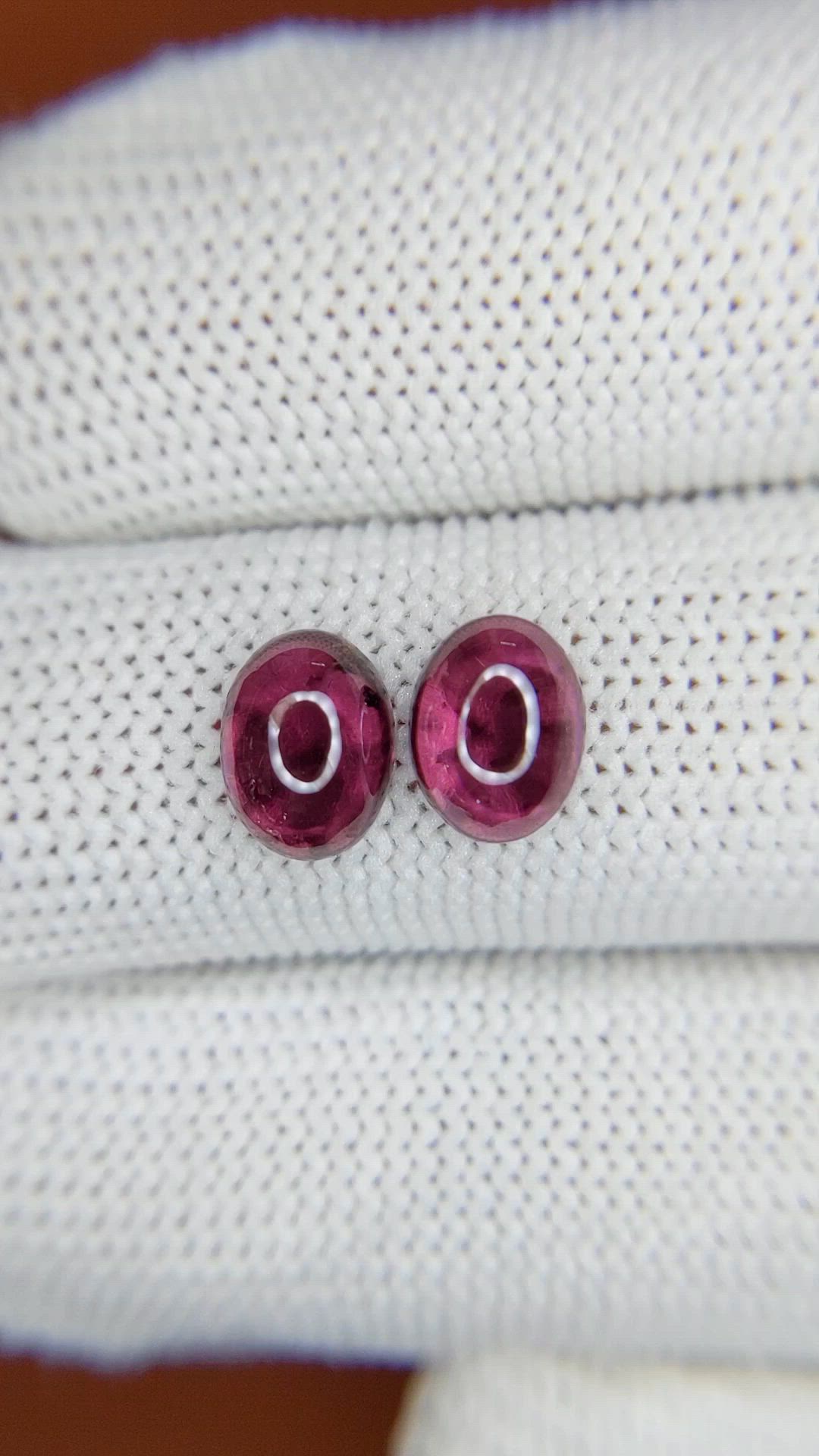 3.76 Ct.Tw.Total Carat Weight Purple Cabochon Rhodolite Garnet Pair from Ceylon (Sri Lanka) Size Video