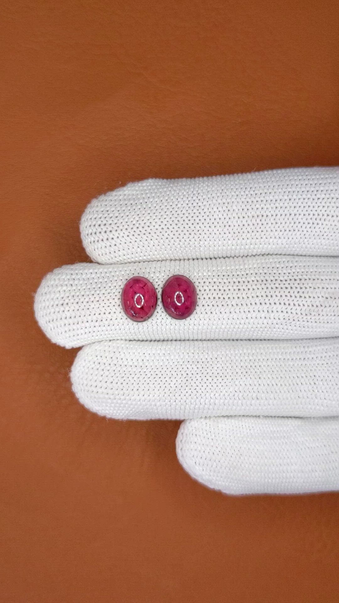 4.68&nbsp;Ct.Tw.Total Carat Weight Pinkish Purple Cabochon Rhodolite Garnet Pair from Ceylon (Sri Lanka) Size Video