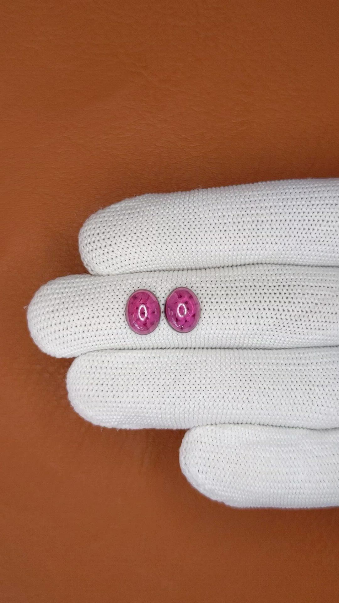 4.74&nbsp;Ct.Tw.Total Carat Weight Pinkish Purple Cabochon Rhodolite Garnet Pair from Ceylon (Sri Lanka) Size Video