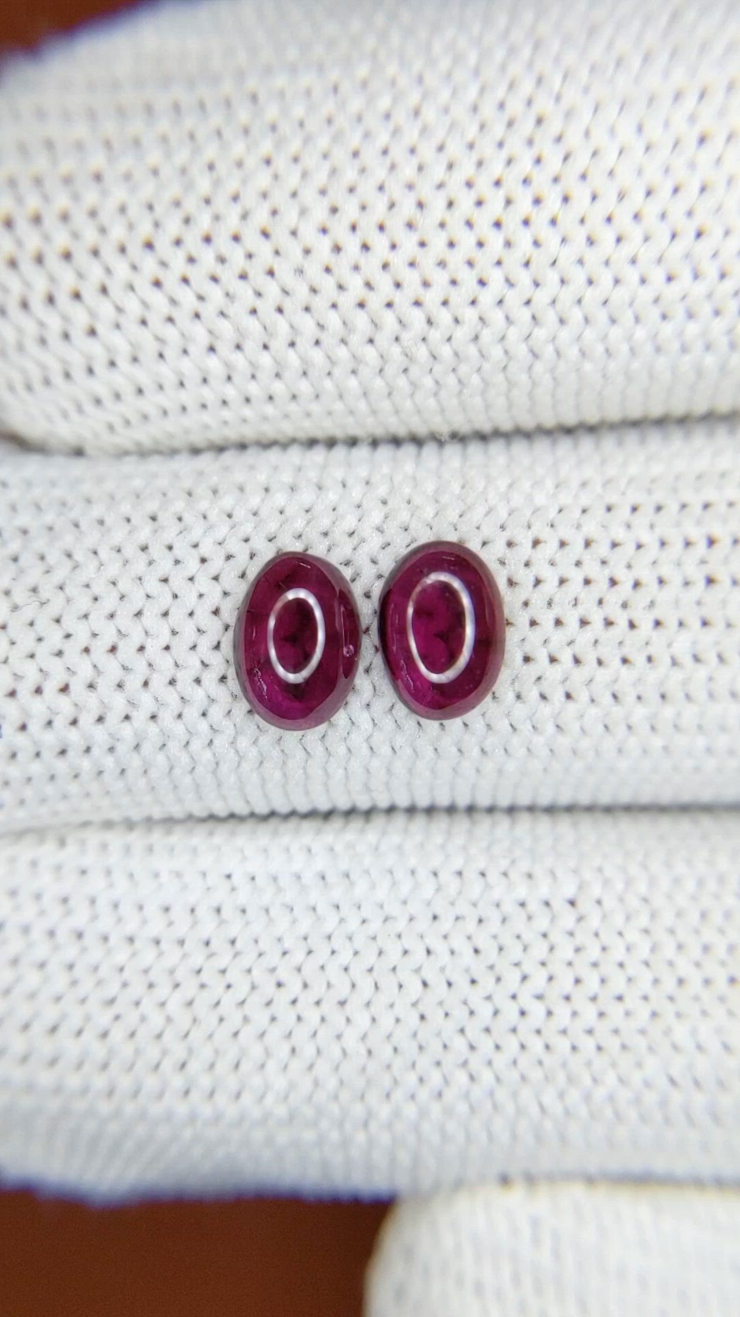 2.01 Ct.Tw.Total Carat Weight Pinkish Purple Cabochon Rhodolite Garnet Pair from Ceylon (Sri Lanka) Size Video