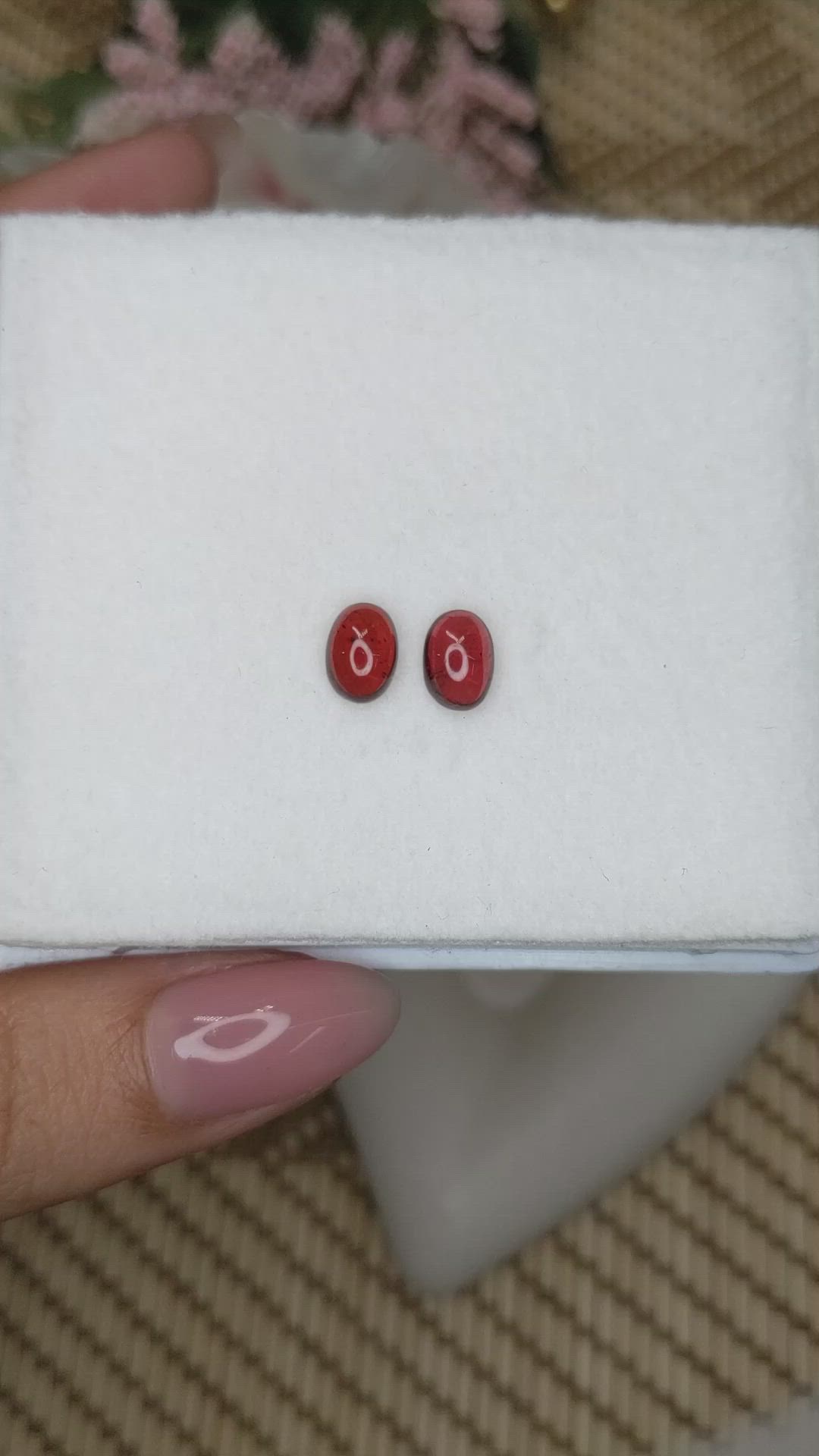 2.55&nbsp;Ct.Tw.Total Carat Weight Red Cabochon Rhodolite Garnet Pair from Ceylon (Sri Lanka) Size Video