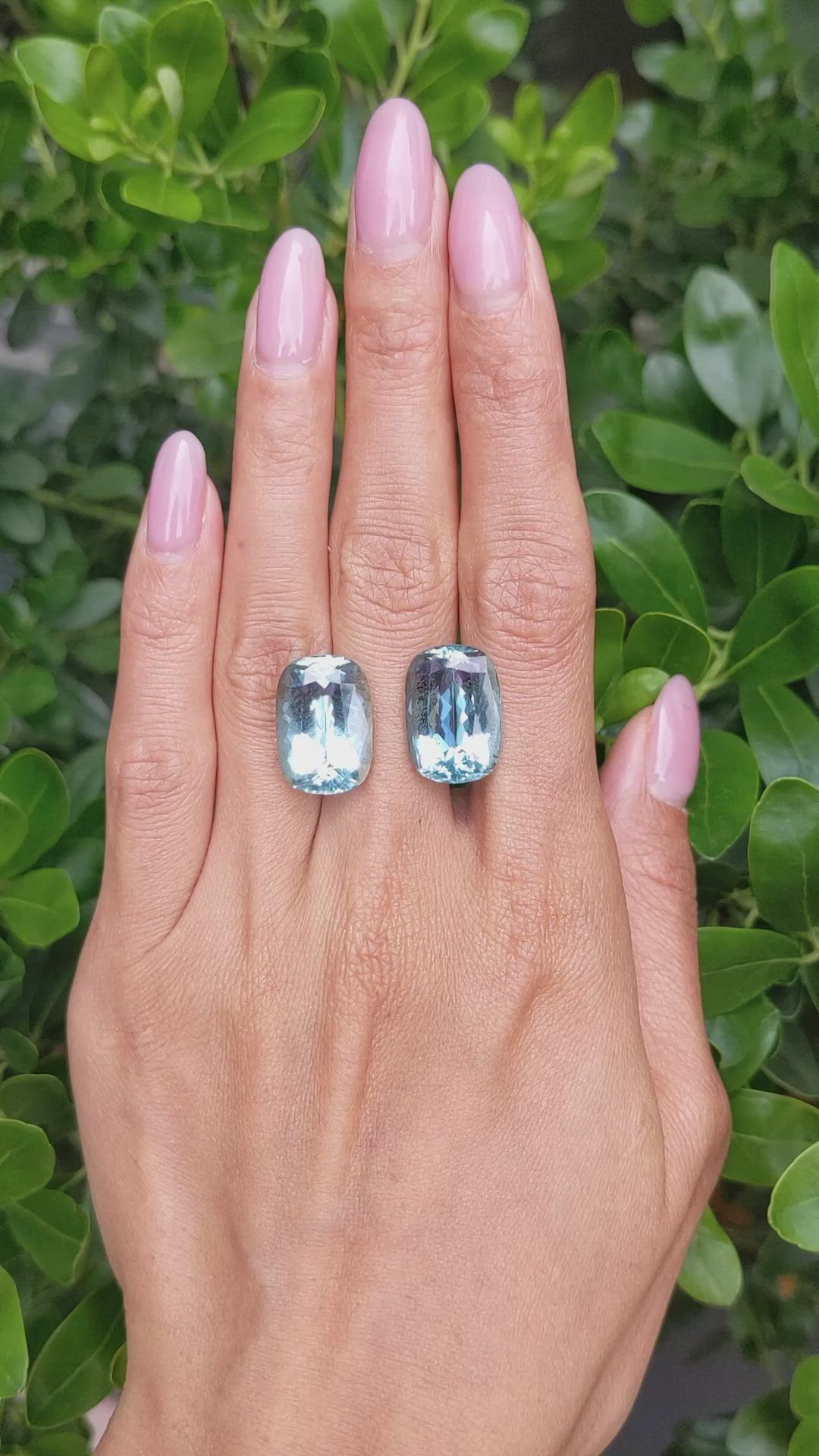 22.92 Ct.Tw.Total Carat Weight Blue Aquamarine Pair from Brazil Size Video