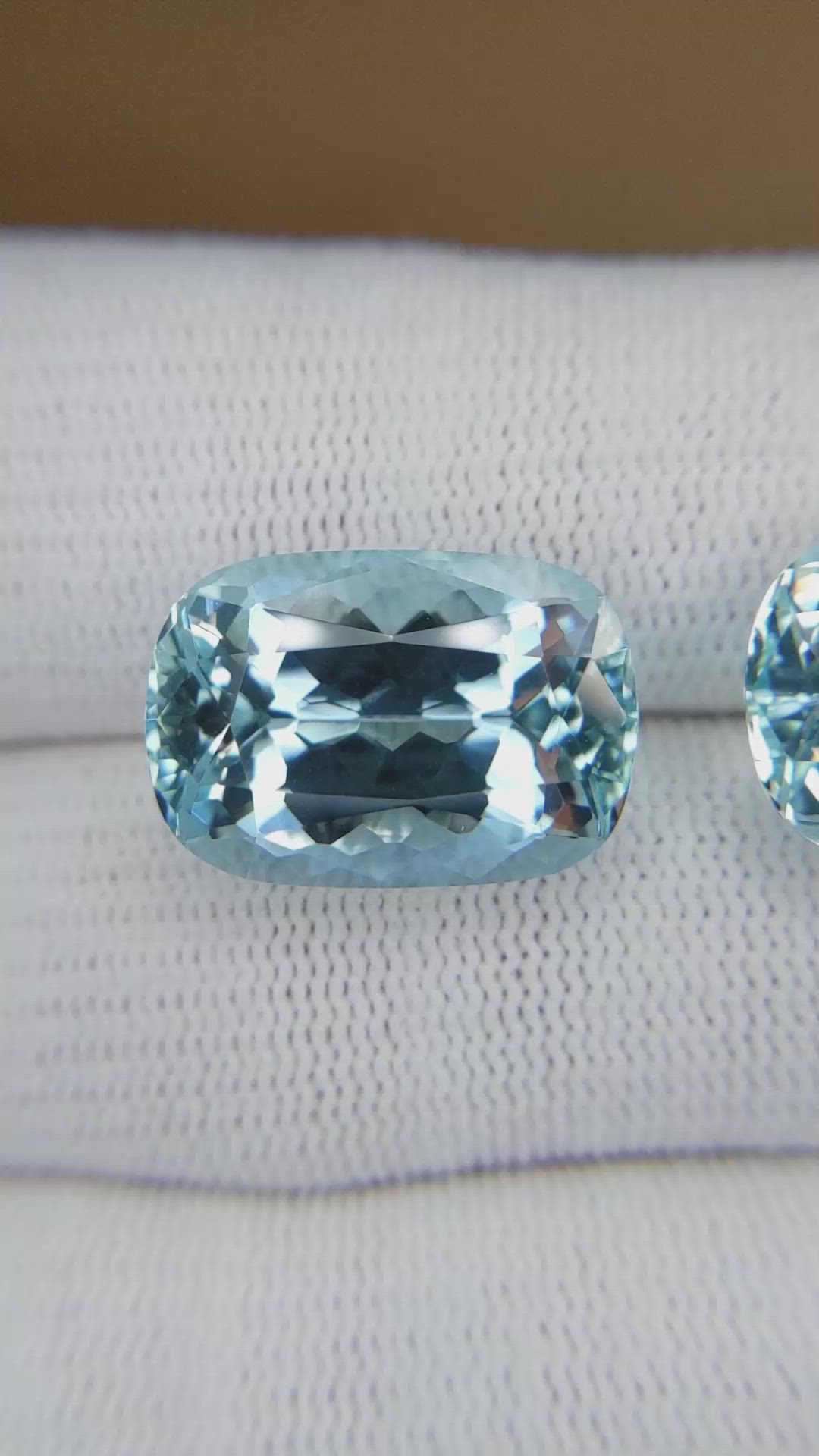 22.92 Ct.Tw.Total Carat Weight Blue Aquamarine Pair from Brazil Size Video