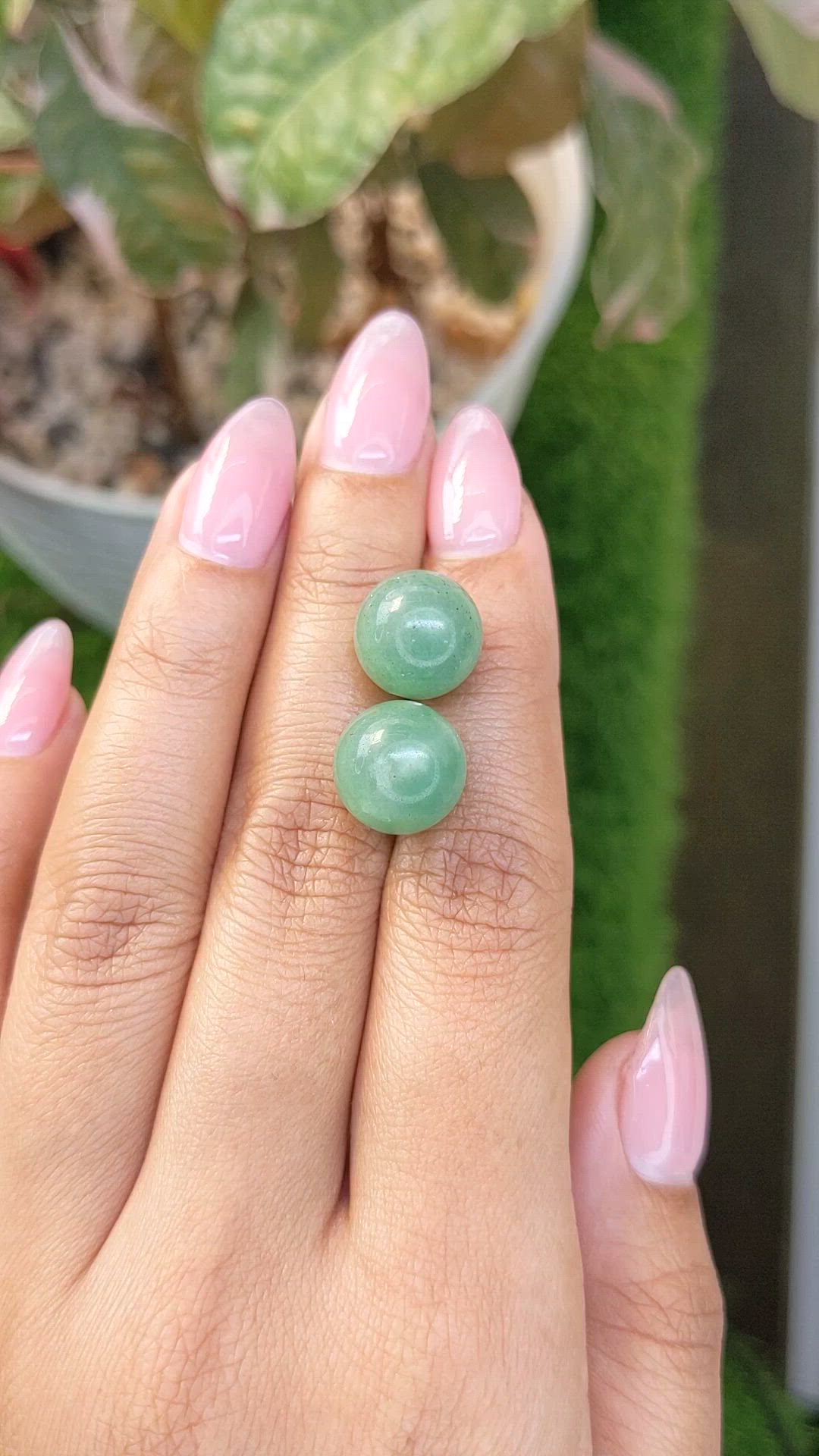 21.57 Ct.Tw.Total Carat Weight Bluish Green Jade Pair from Burma (Myanmar) Size Video