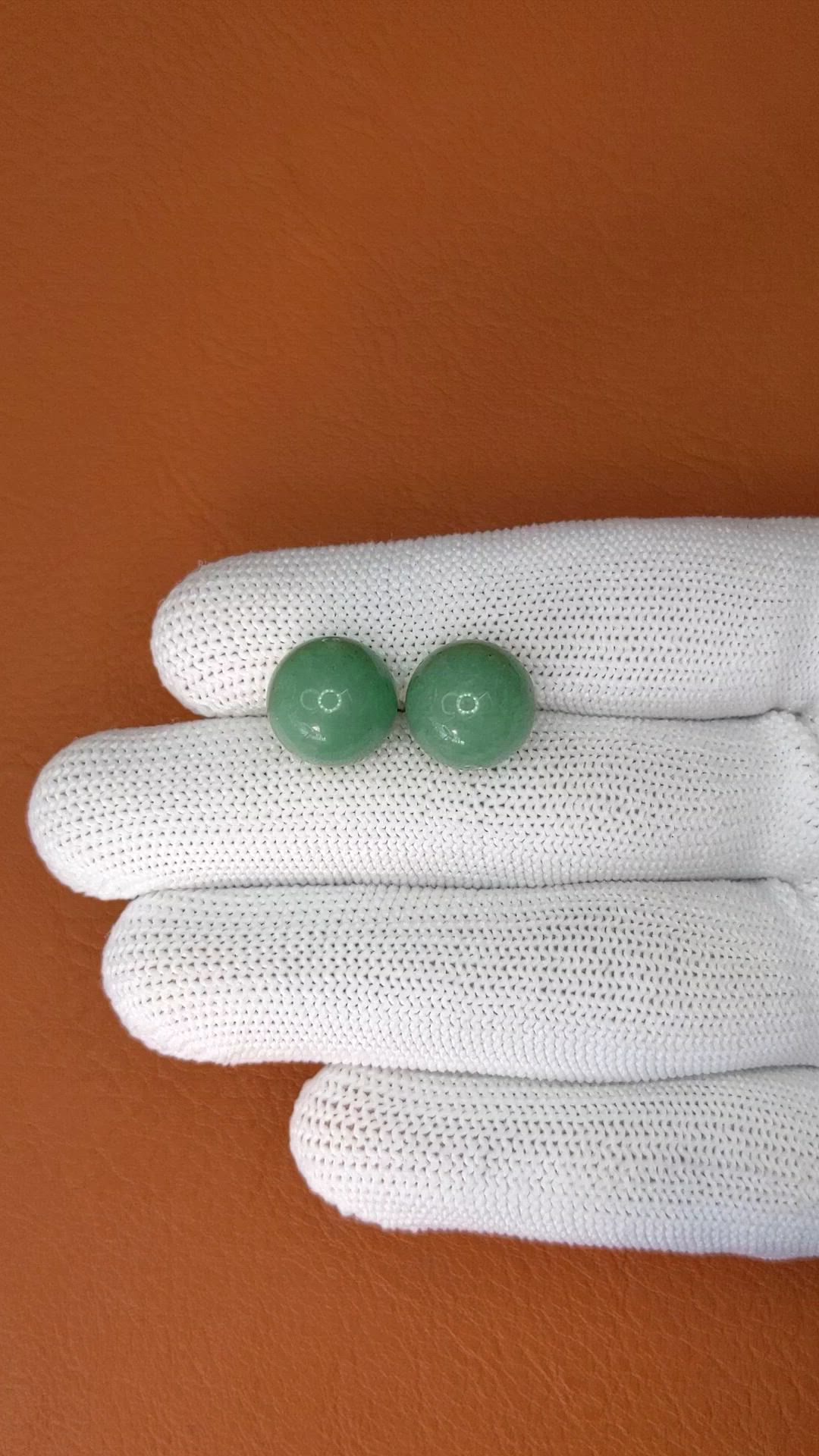 21.57 Ct.Tw.Total Carat Weight Bluish Green Jade Pair from Burma (Myanmar) Size Video
