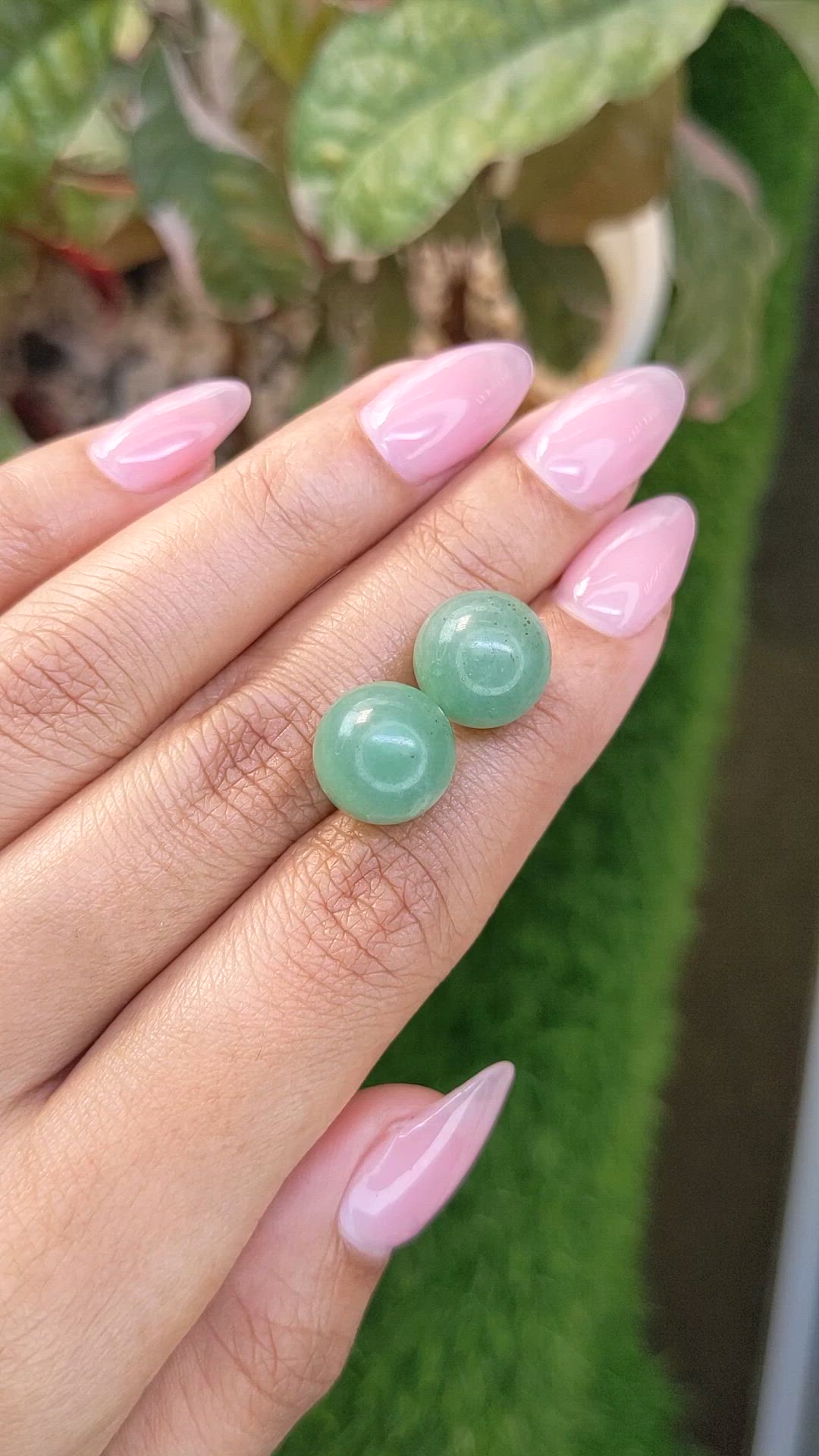 21.57 Ct.Tw.Total Carat Weight Bluish Green Jade Pair from Burma (Myanmar) Size Video