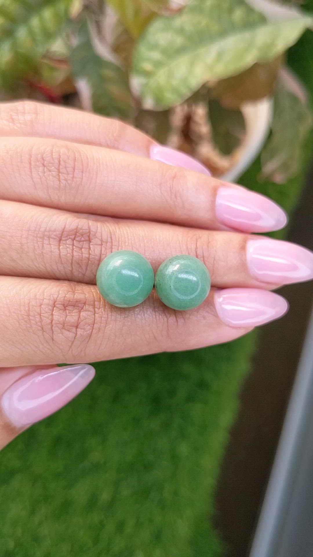 21.57 Ct.Tw.Total Carat Weight Bluish Green Jade Pair from Burma (Myanmar) Size Video