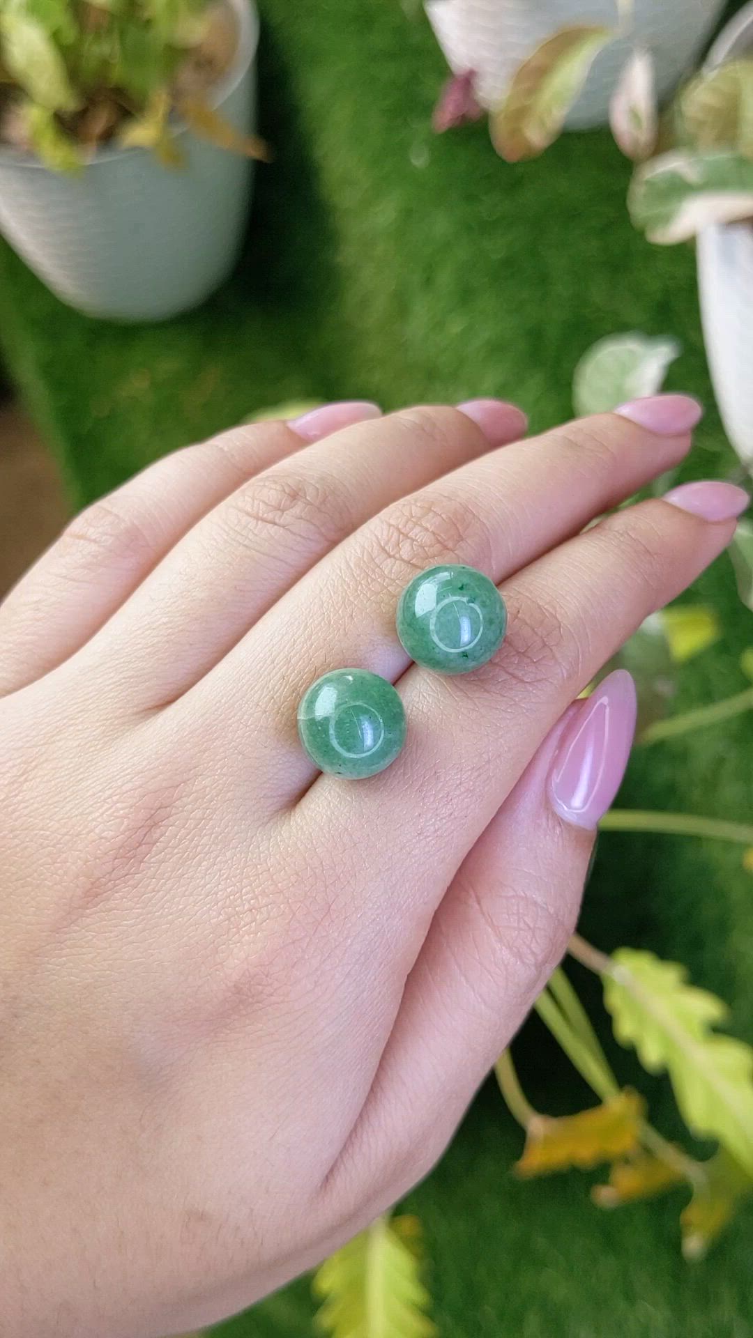 24.68 Ct.Tw.Total Carat Weight Bluish Green Jade Pair from Burma (Myanmar) Size Video