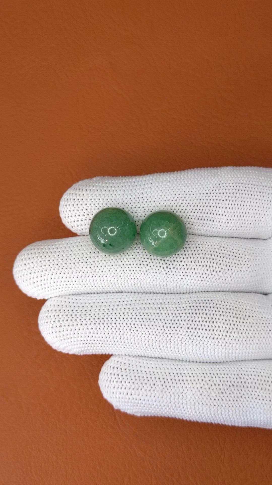 24.68 Ct.Tw.Total Carat Weight Bluish Green Jade Pair from Burma (Myanmar) Size Video