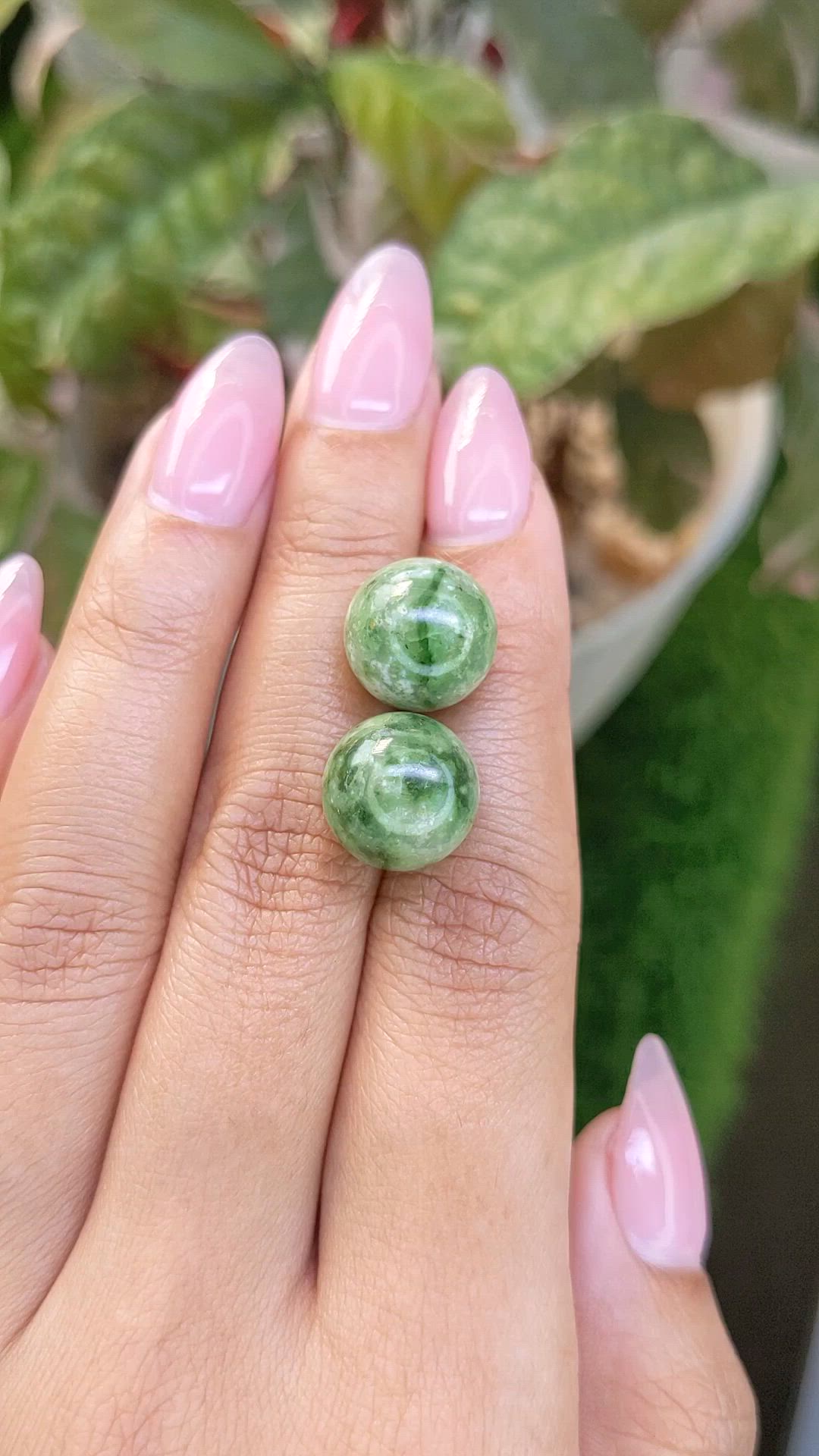 25.83 Ct.Tw.Total Carat Weight Green Jade Pair from Burma (Myanmar) Size Video