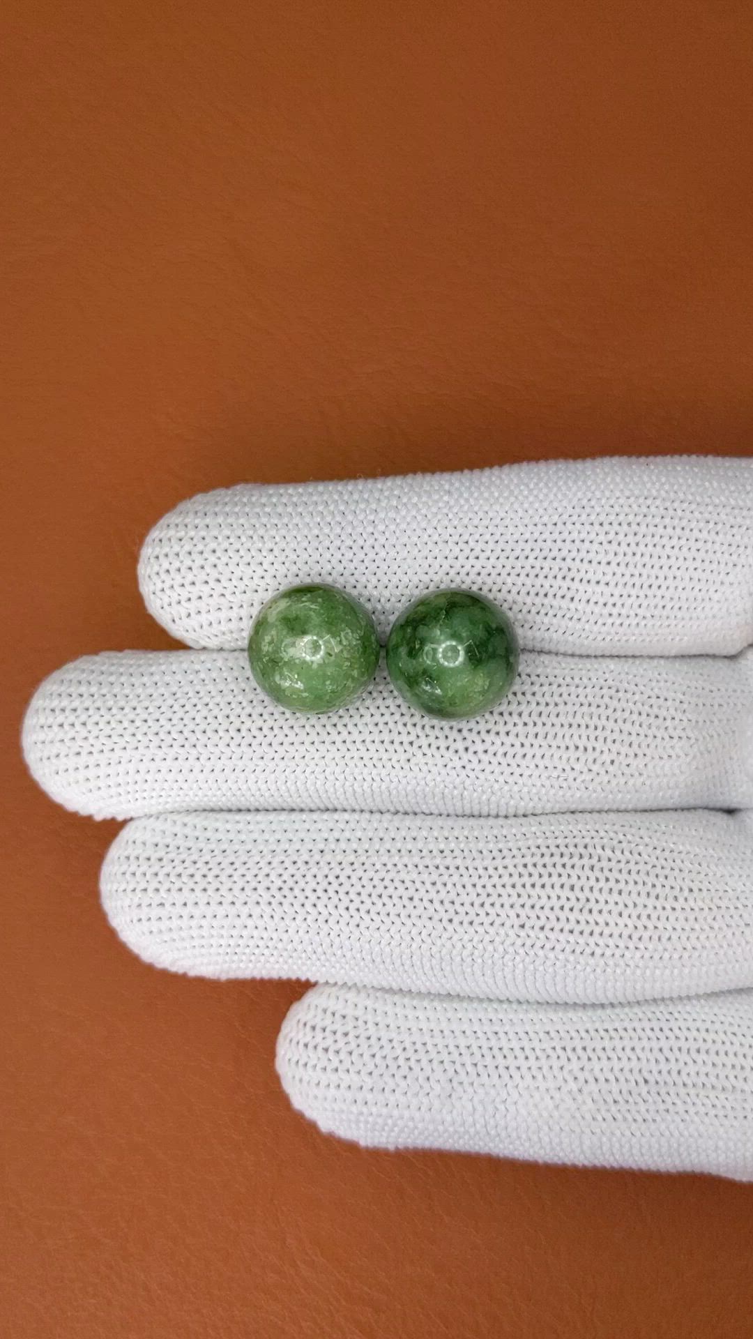 25.83 Ct.Tw.Total Carat Weight Green Jade Pair from Burma (Myanmar) Size Video