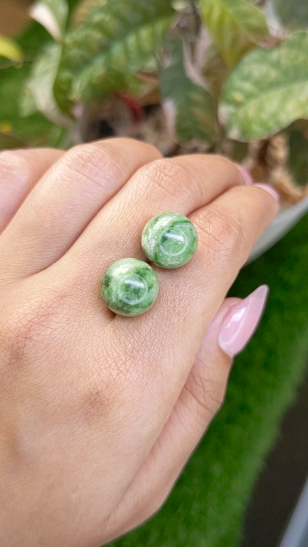 25.83 Ct.Tw.Total Carat Weight Green Jade Pair from Burma (Myanmar) Size Video