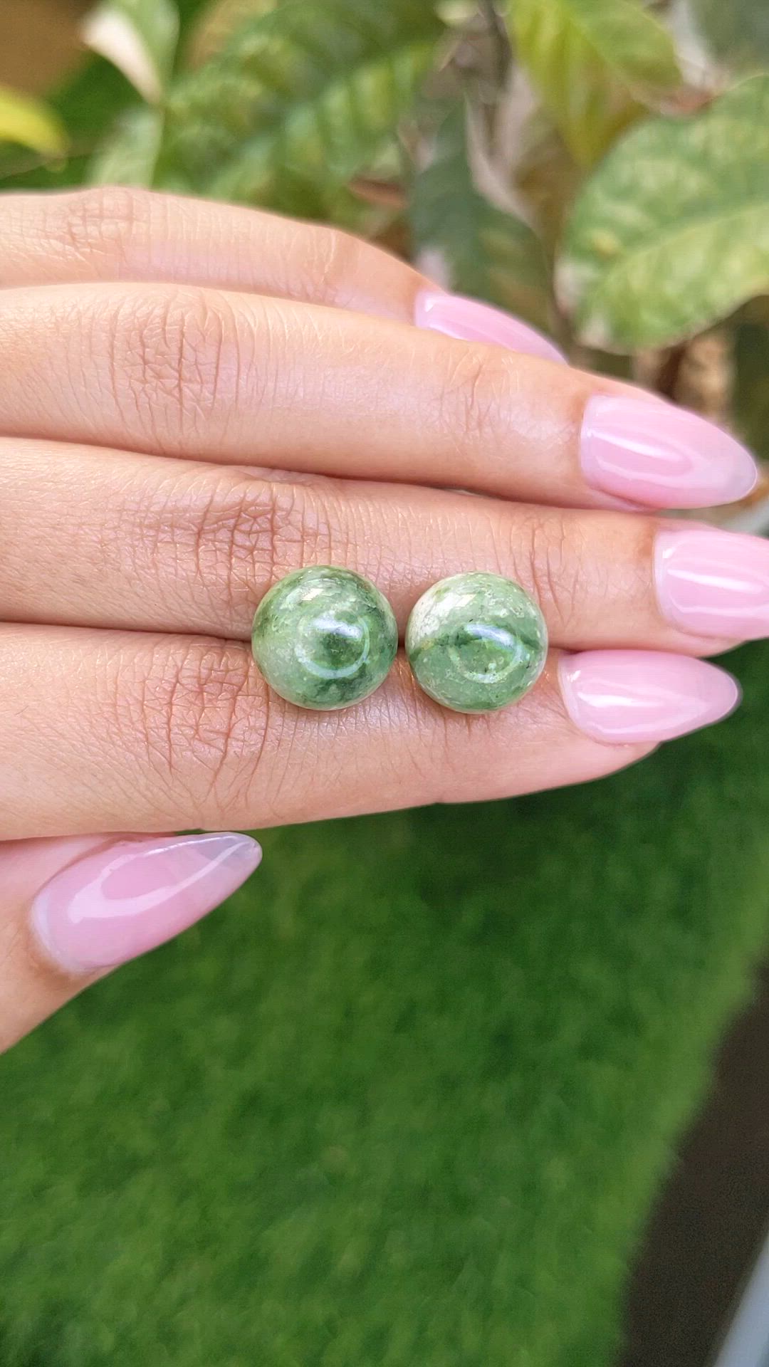 25.83 Ct.Tw.Total Carat Weight Green Jade Pair from Burma (Myanmar) Size Video