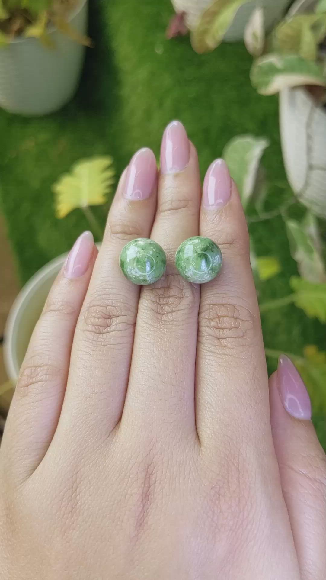 25.55 Ct.Tw.Total Carat Weight Green Jade Pair from Burma (Myanmar) Size Video