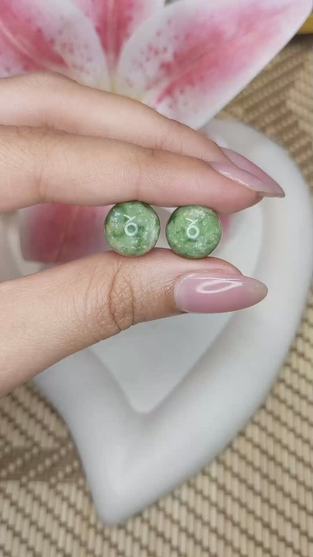 25.55 Ct.Tw.Total Carat Weight Green Jade Pair from Burma (Myanmar) Size Video