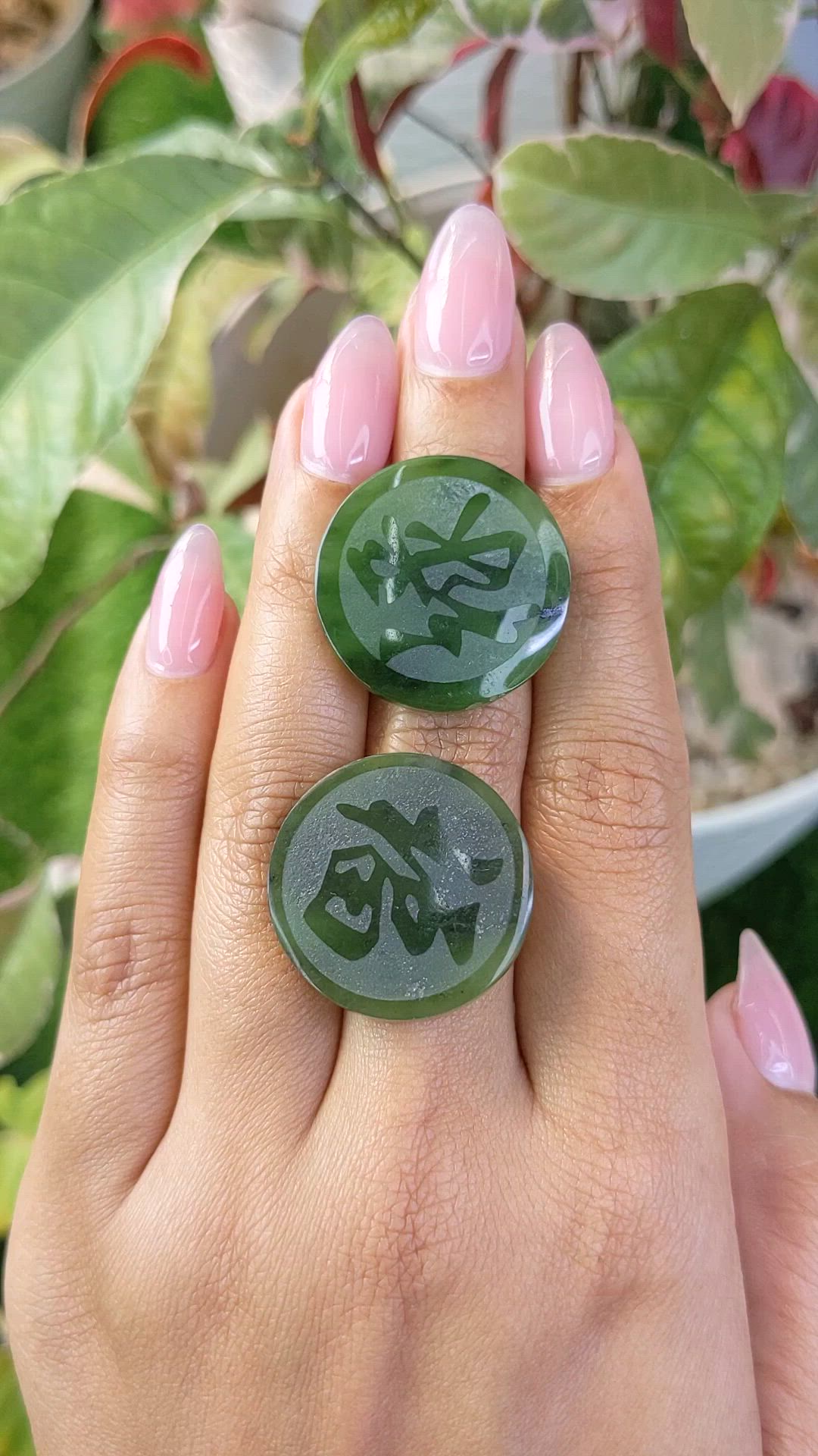 48.48&nbsp;Ct.Tw.Total Carat Weight Green Jade Pair from Burma (Myanmar) Size Video