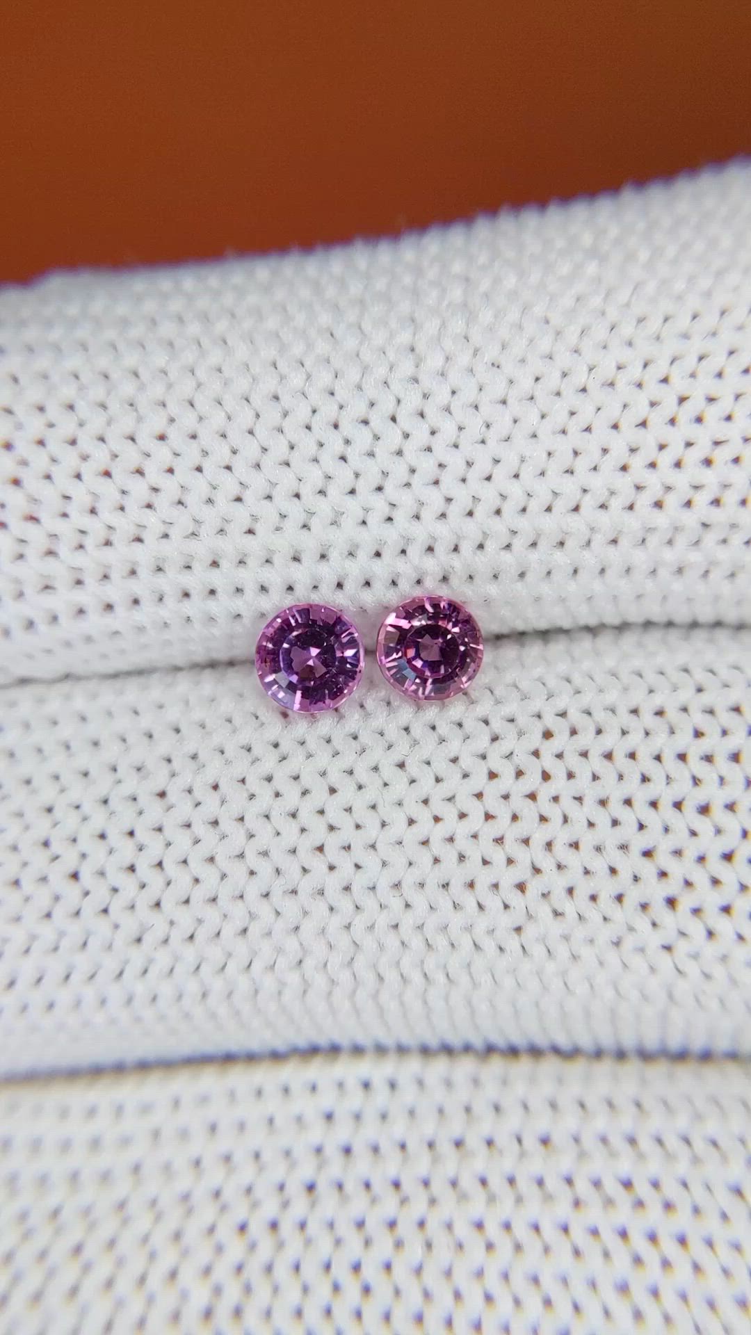 0.76&nbsp;Ct.Tw.Total Carat Weight Pinkish Purple Rhodolite Garnet Pair from Ceylon (Sri Lanka) Size Video