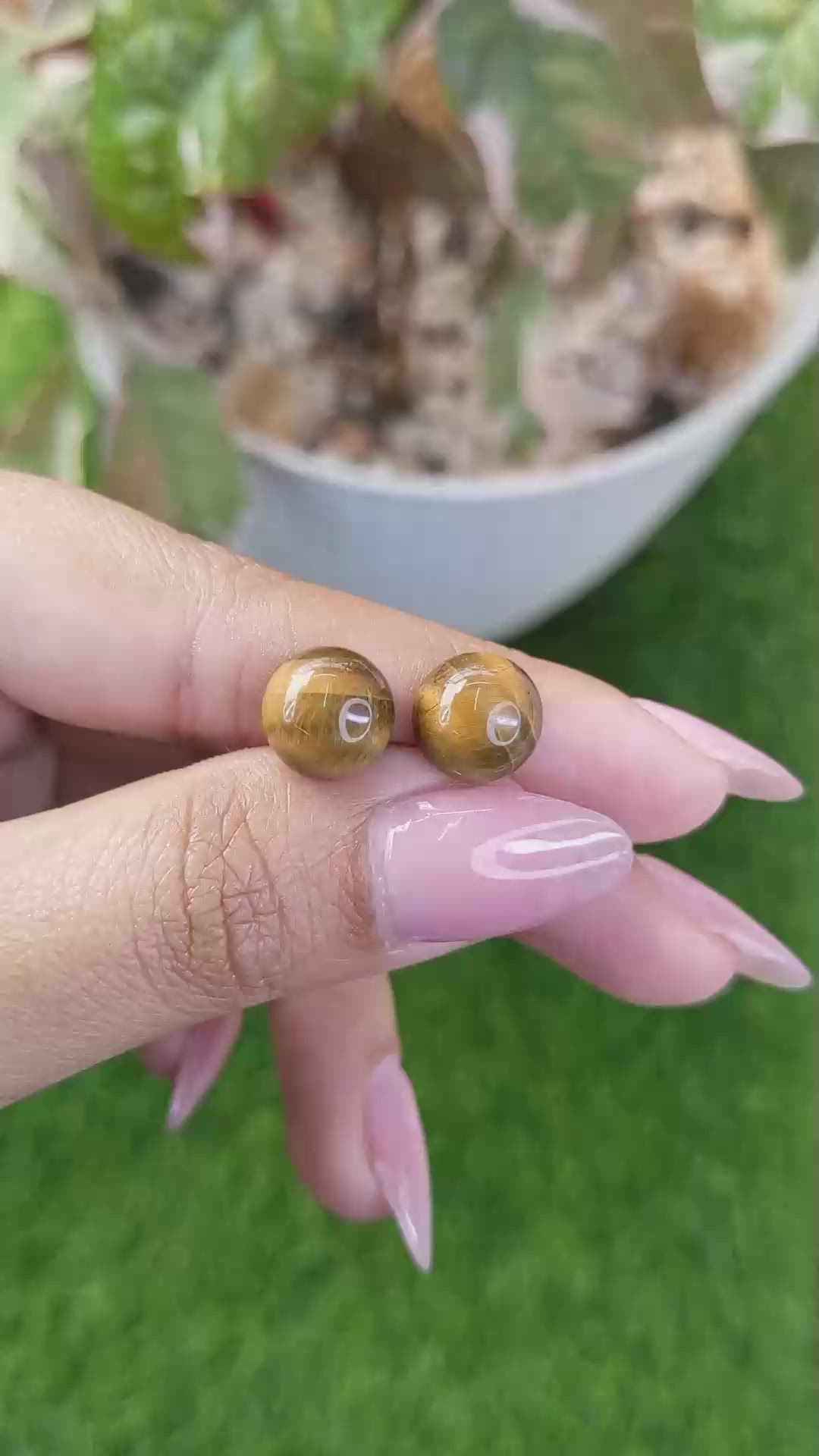 8.63&nbsp;Ct.Tw.Total Carat Weight Cabochon Tiger's Eye Pair from Ceylon (Sri Lanka) Size Video
