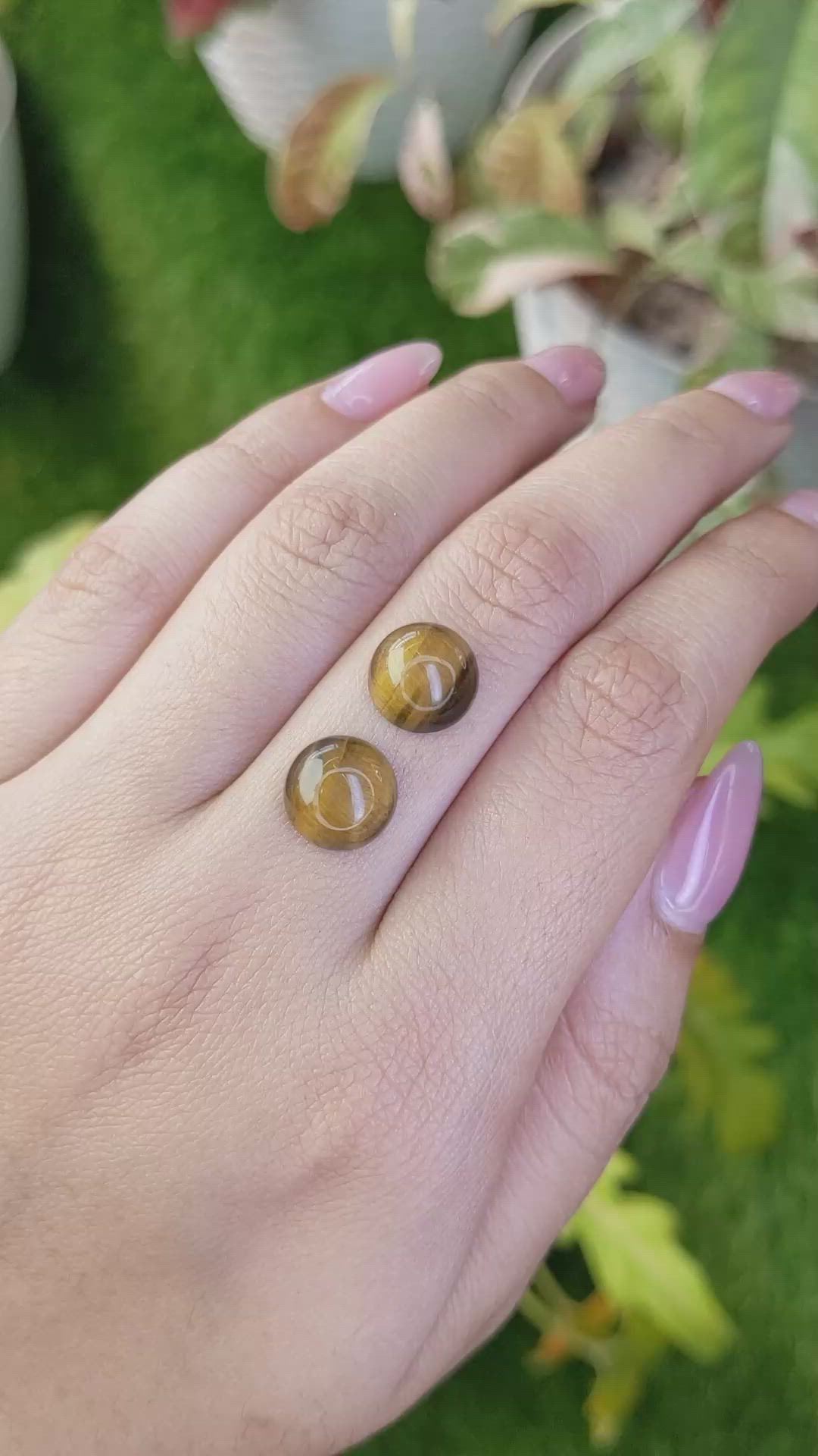 8.51 Ct.Tw.Total Carat Weight Cabochon Tiger's Eye Pair from Ceylon (Sri Lanka) Size Video