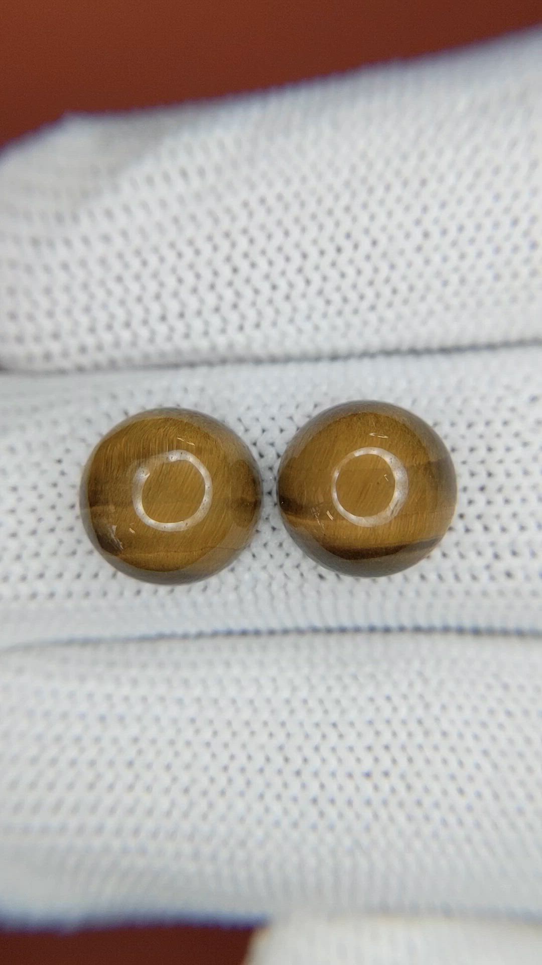 8.51 Ct.Tw.Total Carat Weight Cabochon Tiger's Eye Pair from Ceylon (Sri Lanka) Size Video