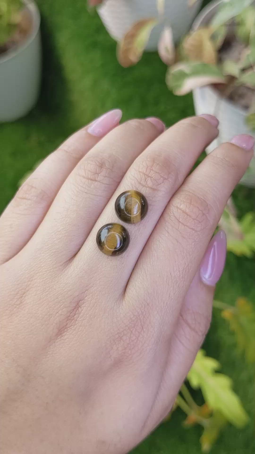 8.82 Ct.Tw.Total Carat Weight Cabochon Tiger's Eye Pair from Ceylon (Sri Lanka) Size Video