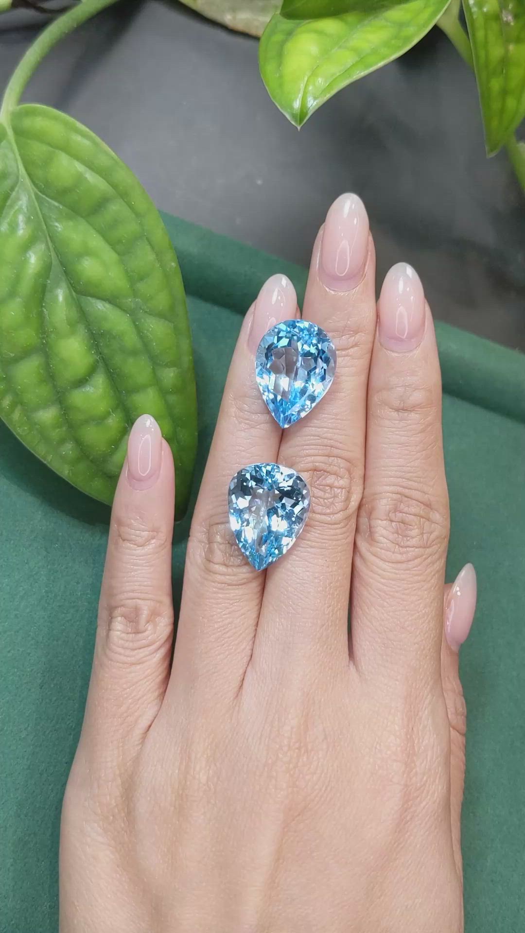 40.12&nbsp;Ct.Tw.Total Carat Weight Blue Topaz Pair from Brazil Size Video