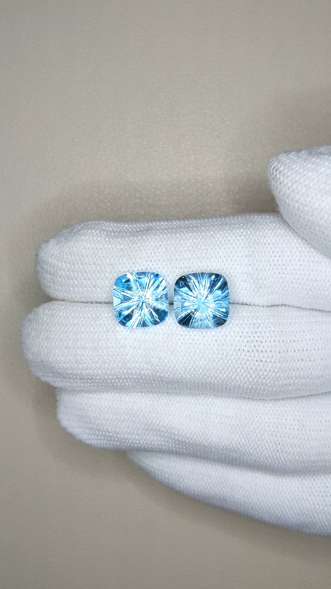 9.56&nbsp;Ct.Tw.Total Carat Weight Blue Topaz Pair from Brazil Size Video
