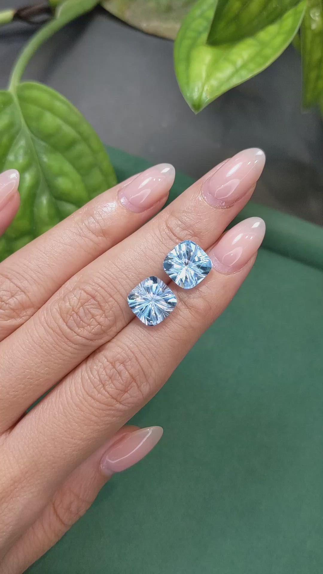 9.56&nbsp;Ct.Tw.Total Carat Weight Blue Topaz Pair from Brazil Size Video