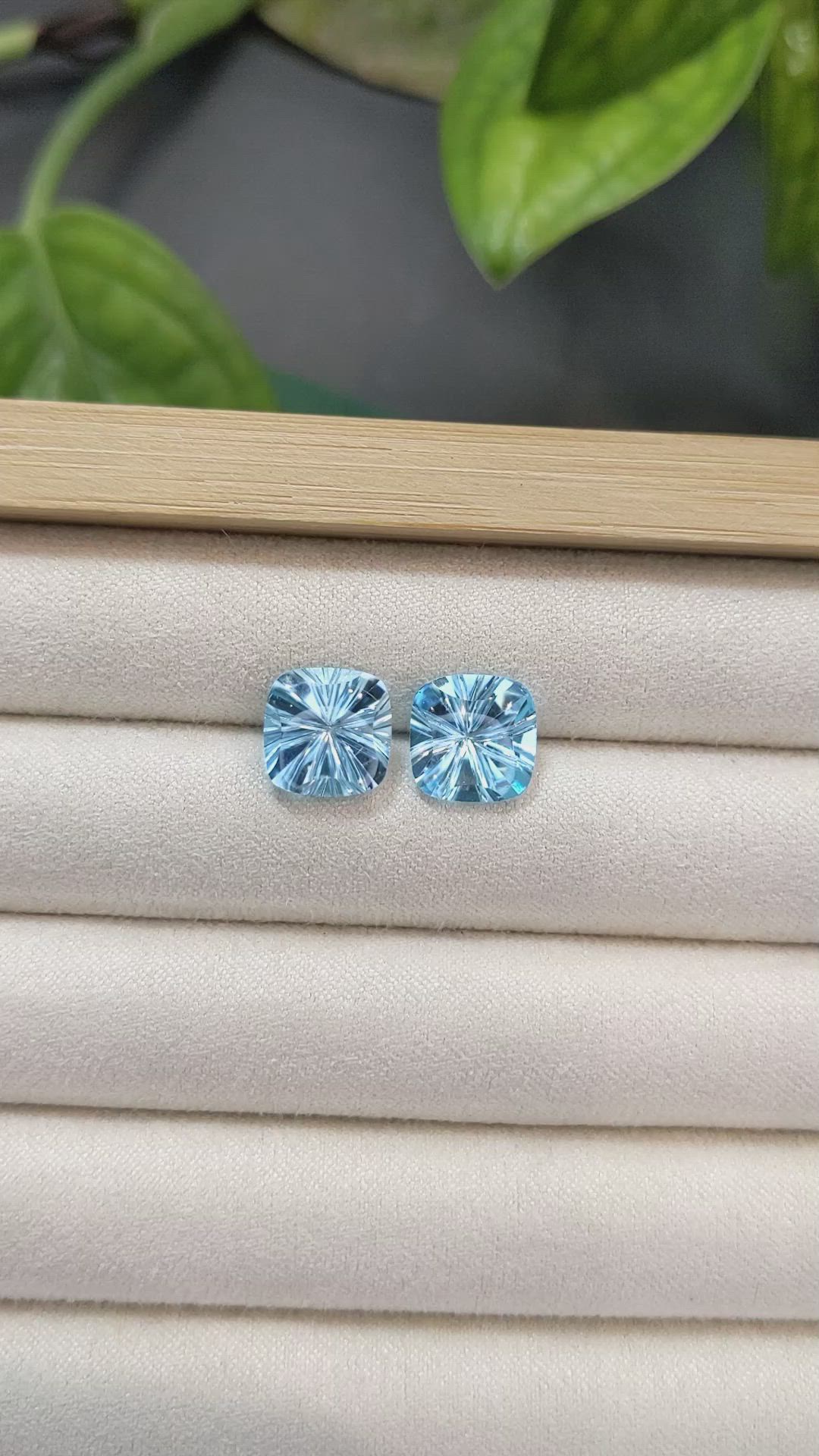 9.56&nbsp;Ct.Tw.Total Carat Weight Blue Topaz Pair from Brazil Size Video