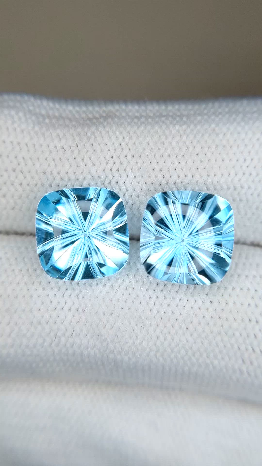 9.56&nbsp;Ct.Tw.Total Carat Weight Blue Topaz Pair from Brazil Size Video