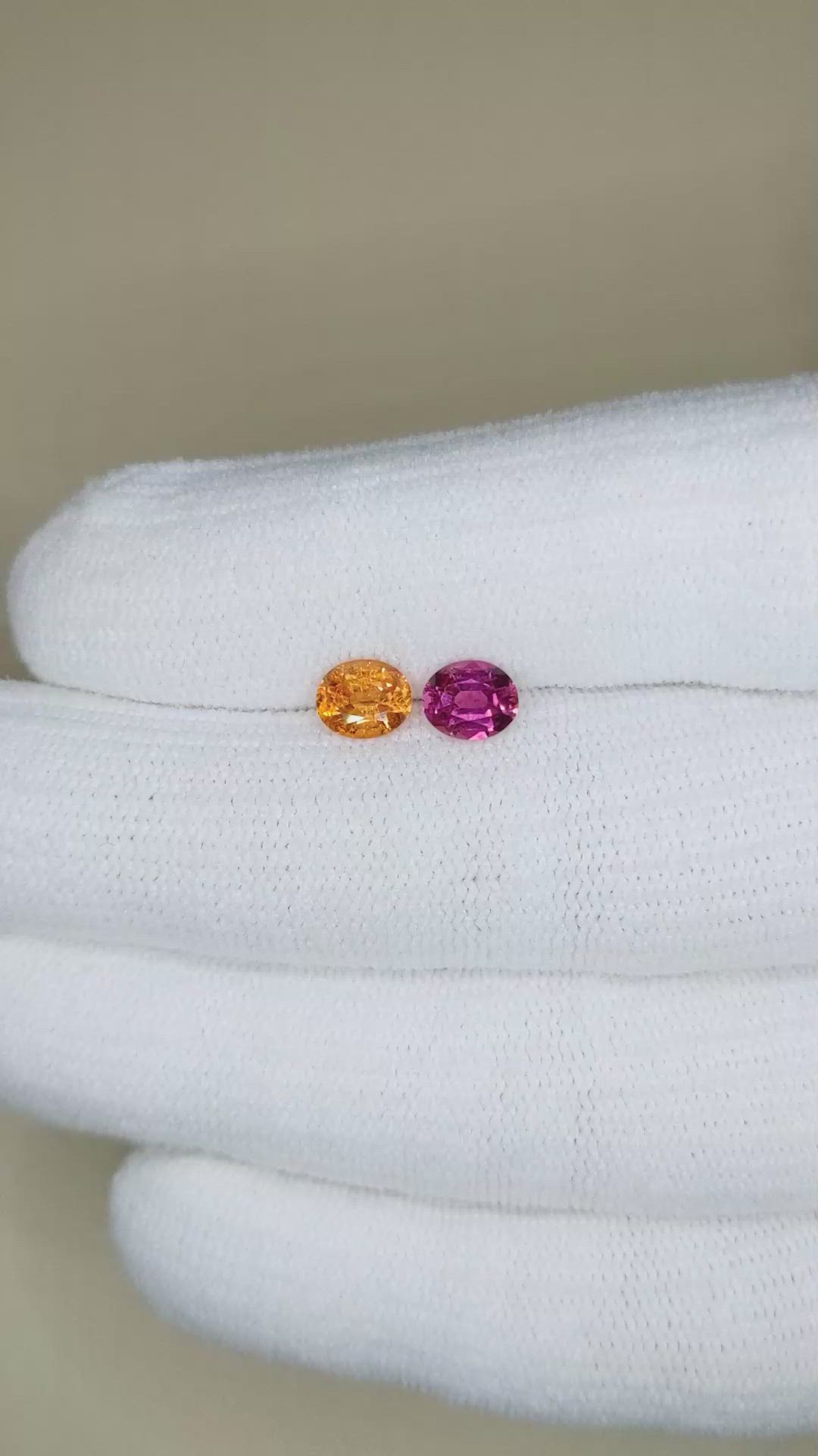 1.71&nbsp;Ct.Tw.Total Carat Weight Orange Spessartite Garnet Pair from Nigeria Size Video