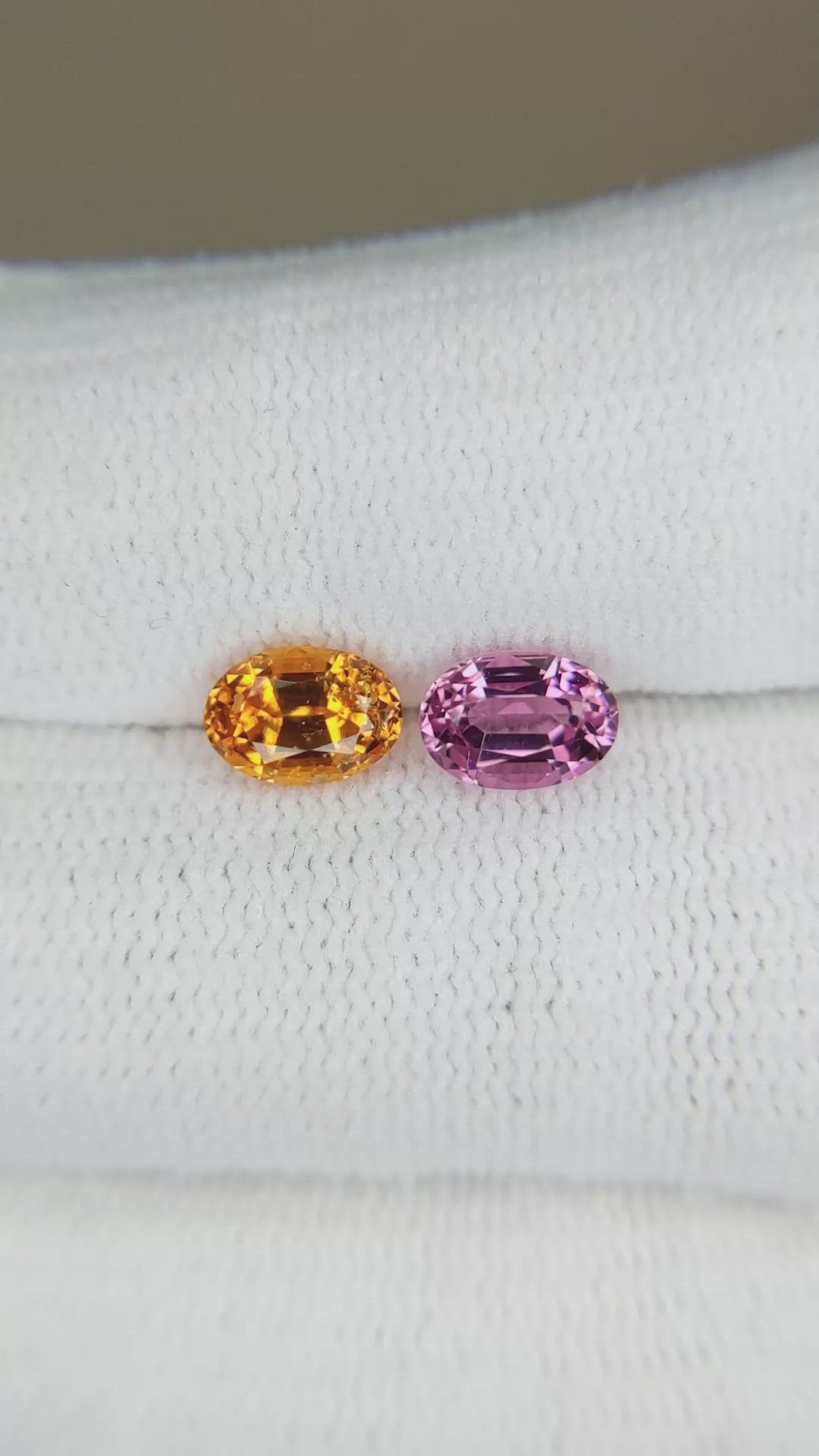 2.38 Ct.Tw.Total Carat Weight Pink Spessartite Garnet Pair from Afghanistan Size Video