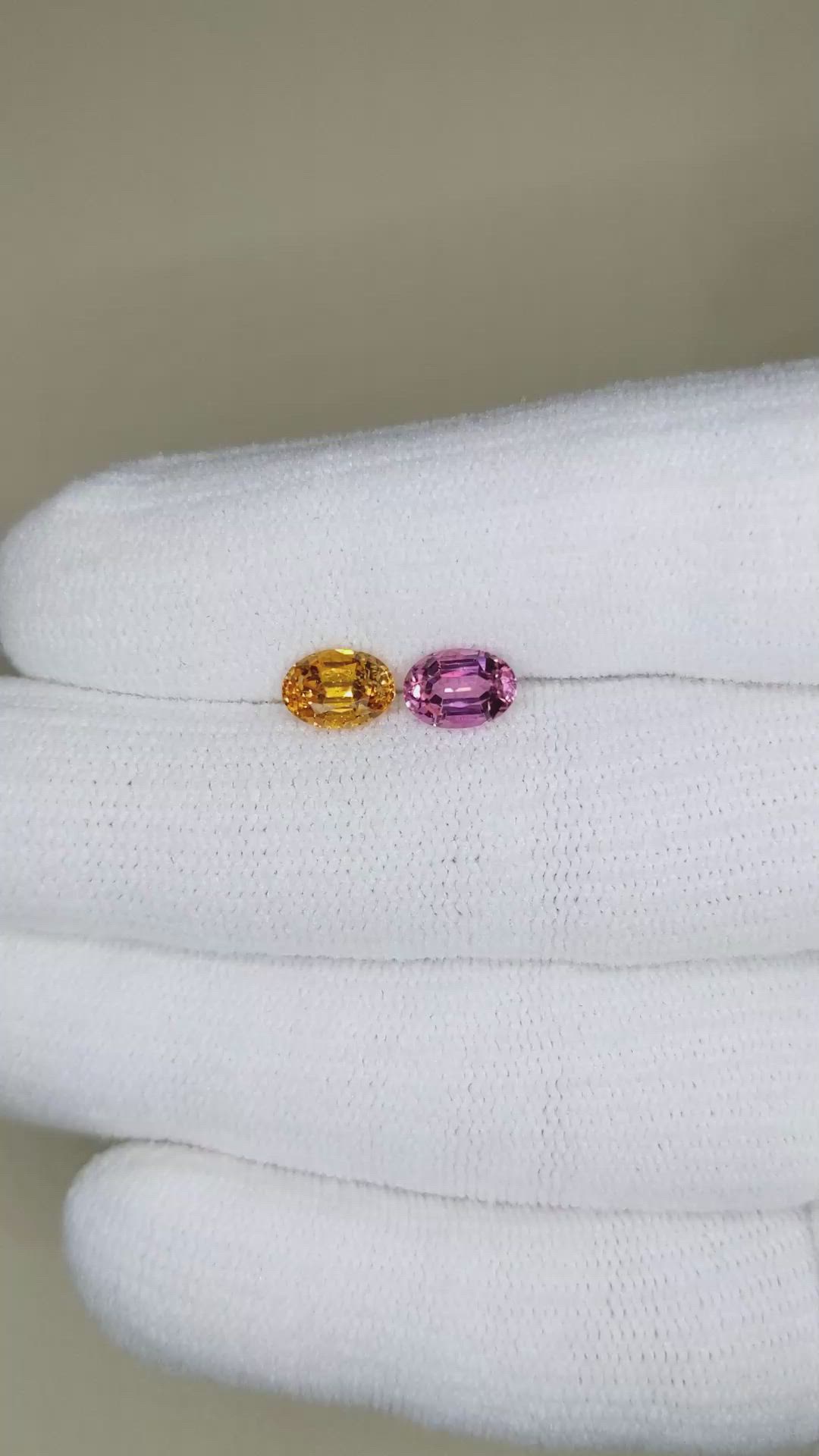 2.38 Ct.Tw.Total Carat Weight Pink Spessartite Garnet Pair from Afghanistan Size Video